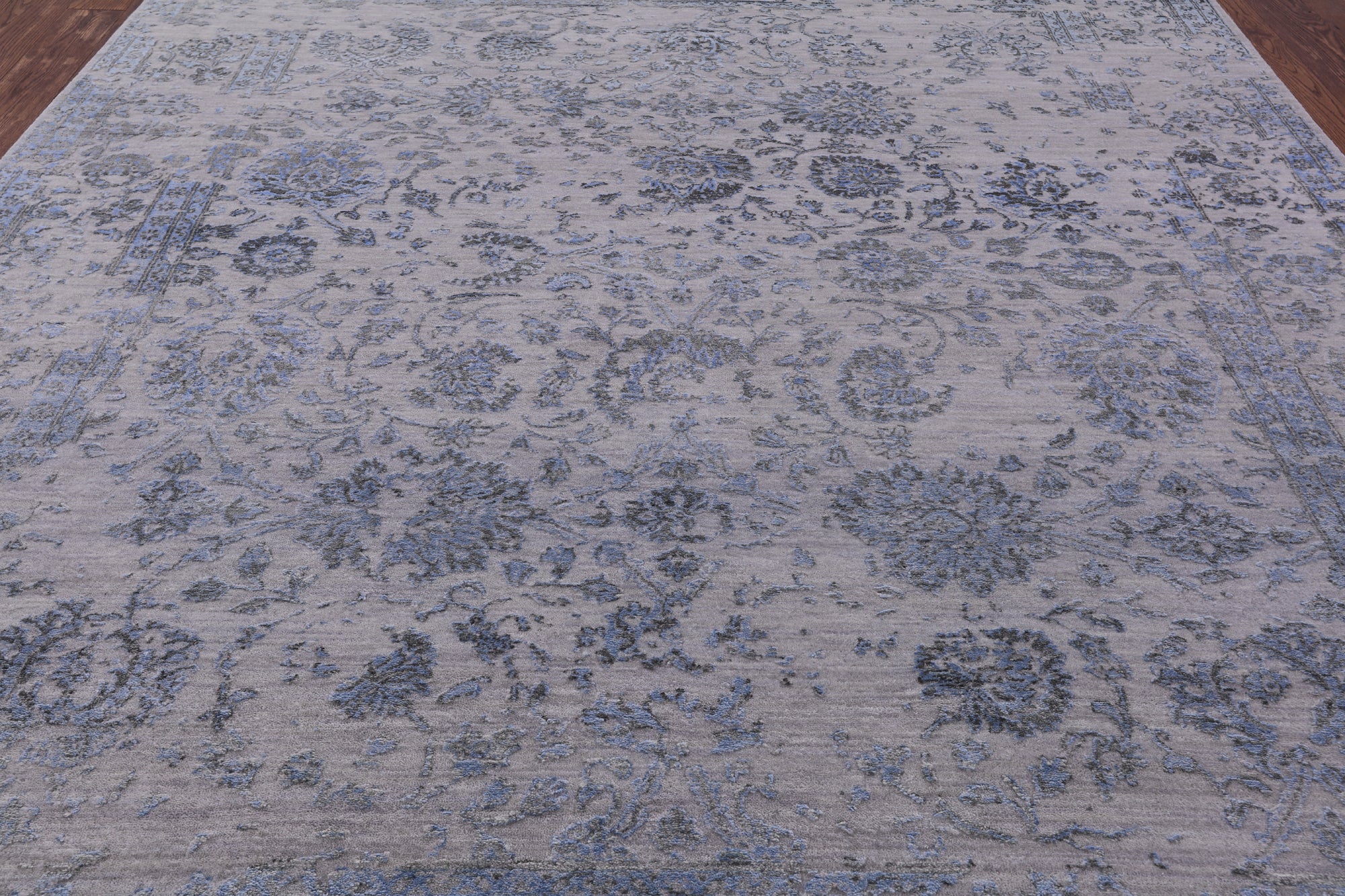 Grey Modern Hand Knotted Wool & Silk Rug - 8' 1" X 10' 1" - Golden Nile