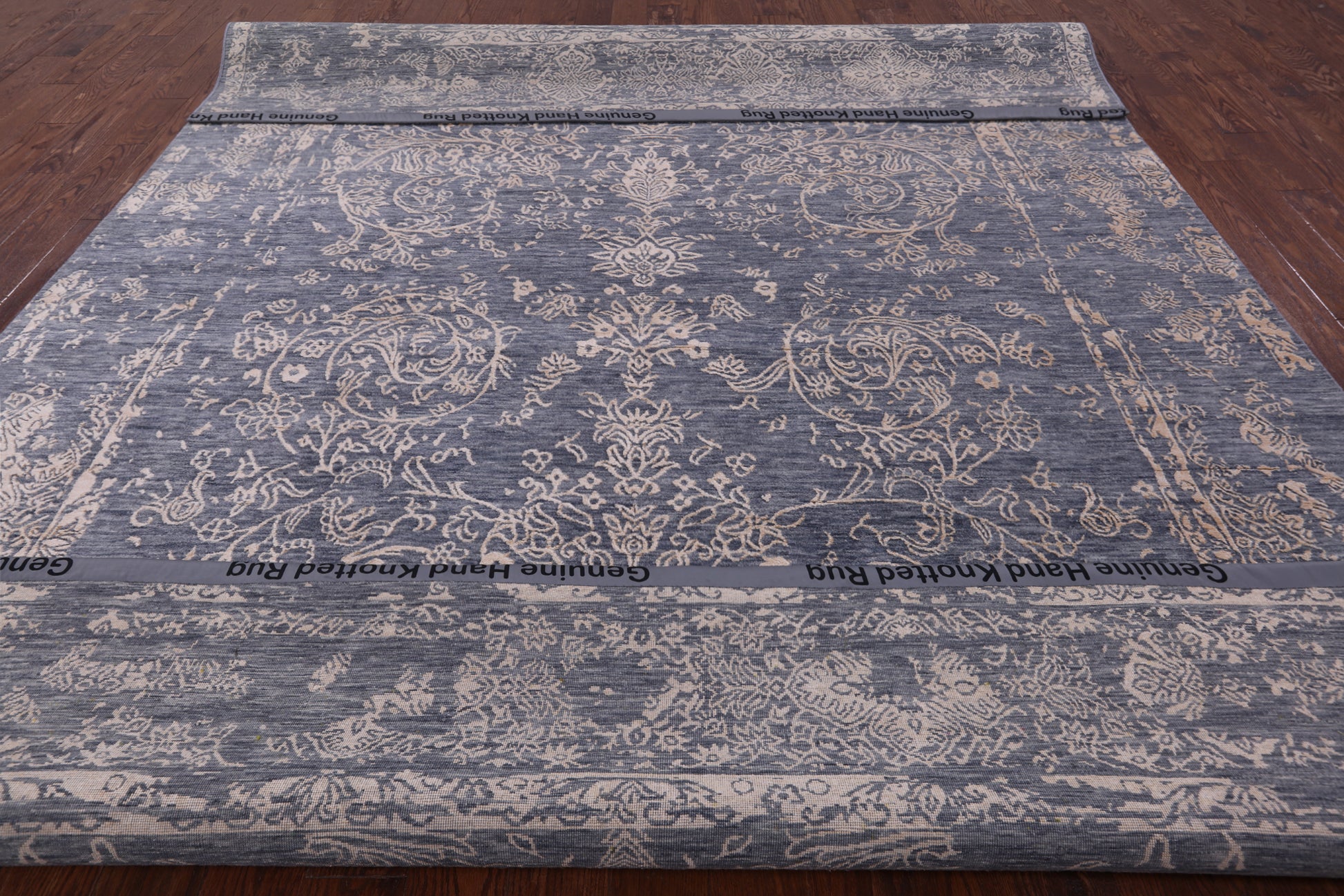Grey Modern Hand Knotted Wool & Silk Rug - 9' 1" X 12' 2" - Golden Nile