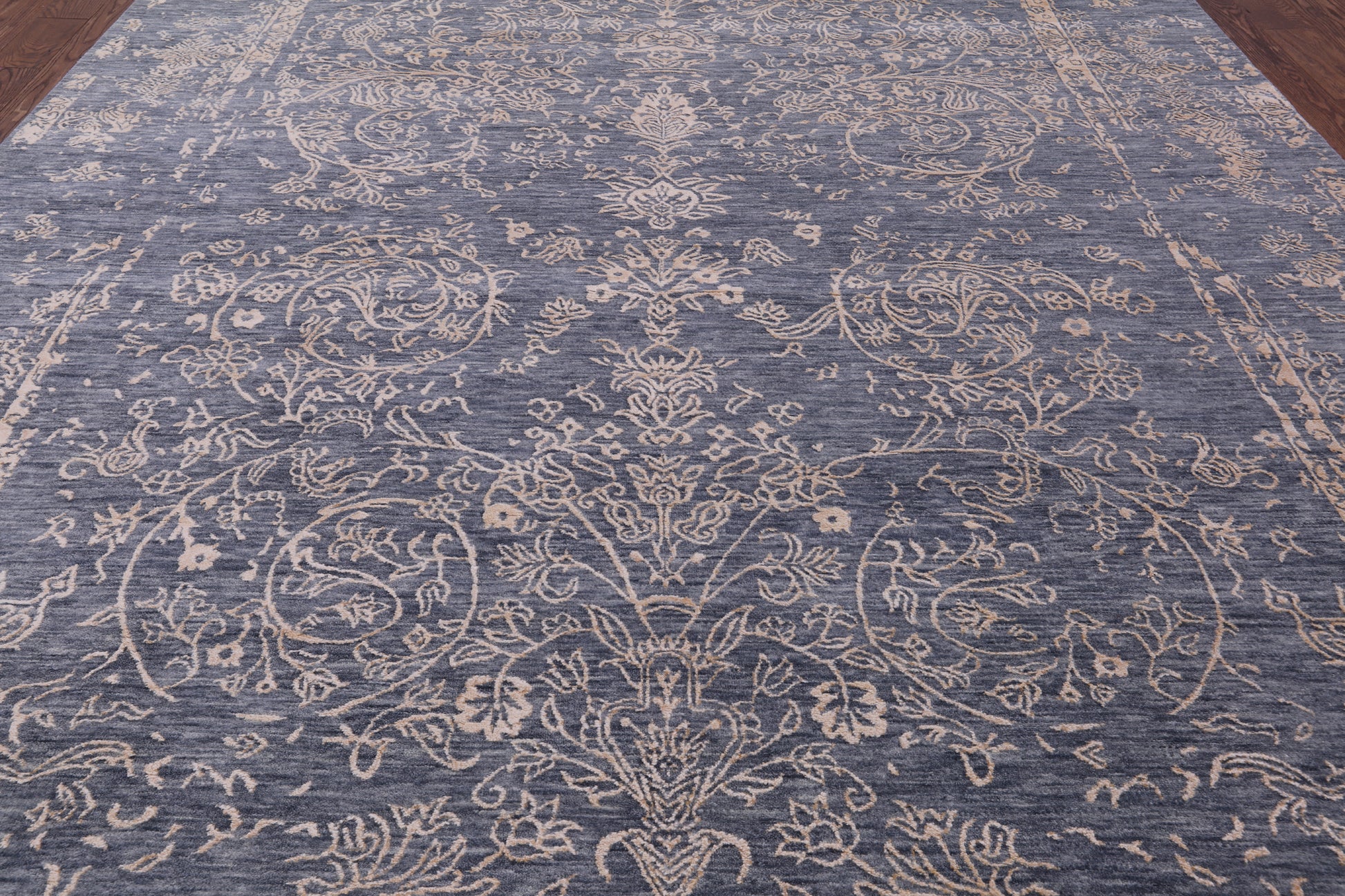 Grey Modern Hand Knotted Wool & Silk Rug - 9' 1" X 12' 2" - Golden Nile