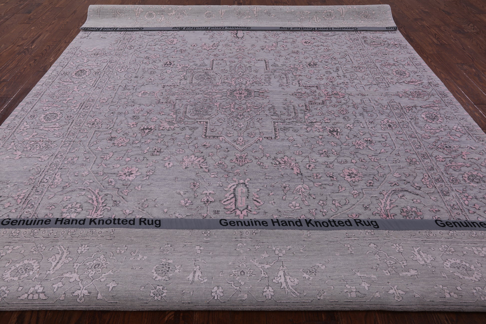 Grey Modern Hand Knotted Wool & Silk Rug - 9' 1" X 11' 10" - Golden Nile