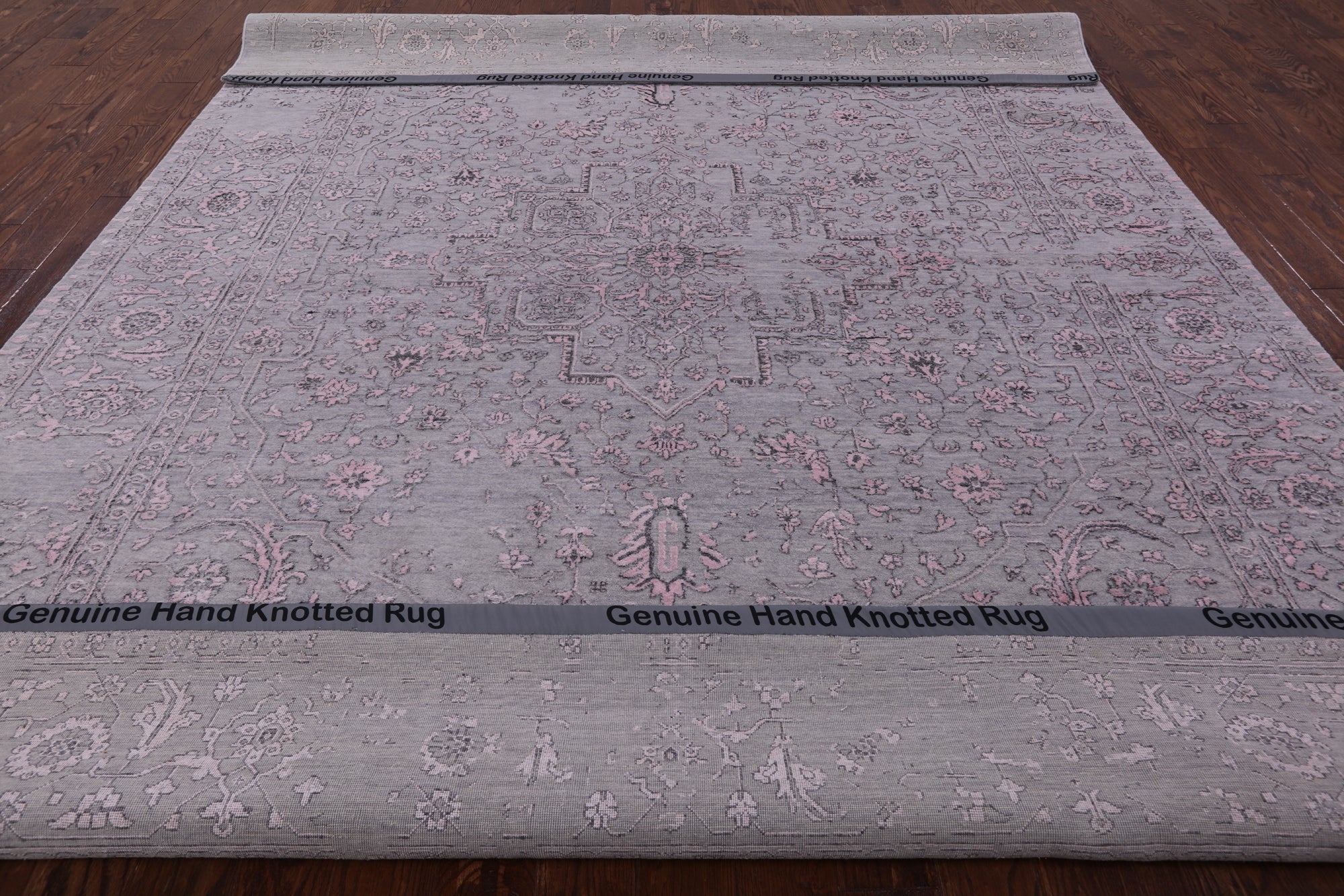 Grey Modern Hand Knotted Wool & Silk Rug - 9' 1" X 11' 10" - Golden Nile