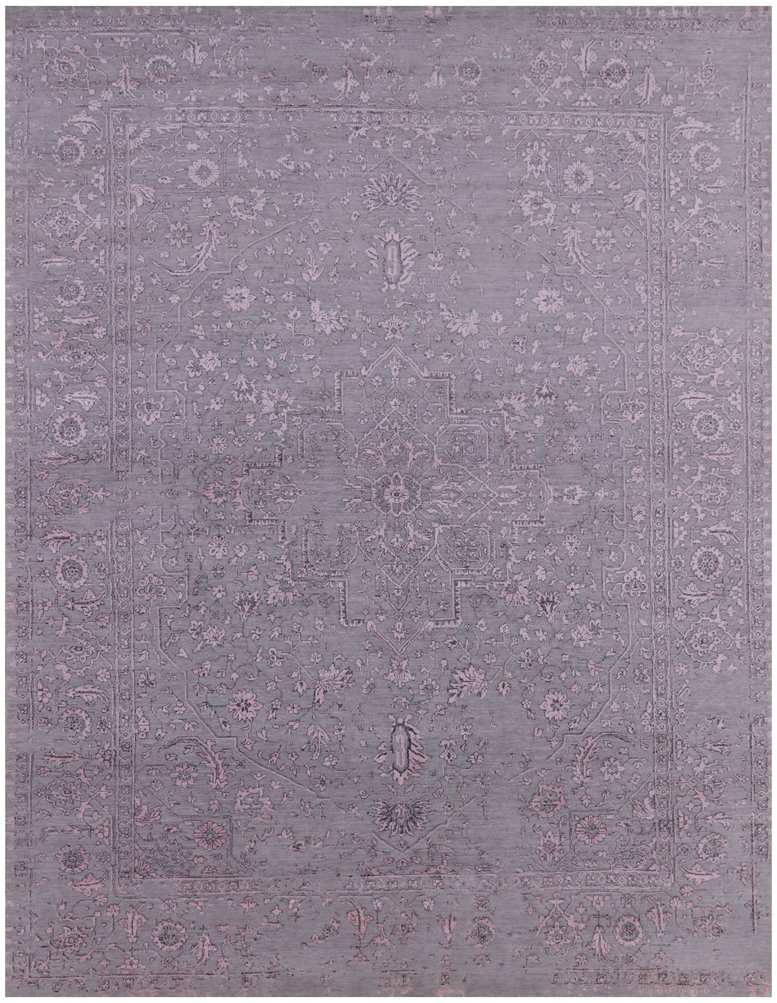 Grey Modern Hand Knotted Wool & Silk Rug - 9' 1" X 11' 10" - Golden Nile