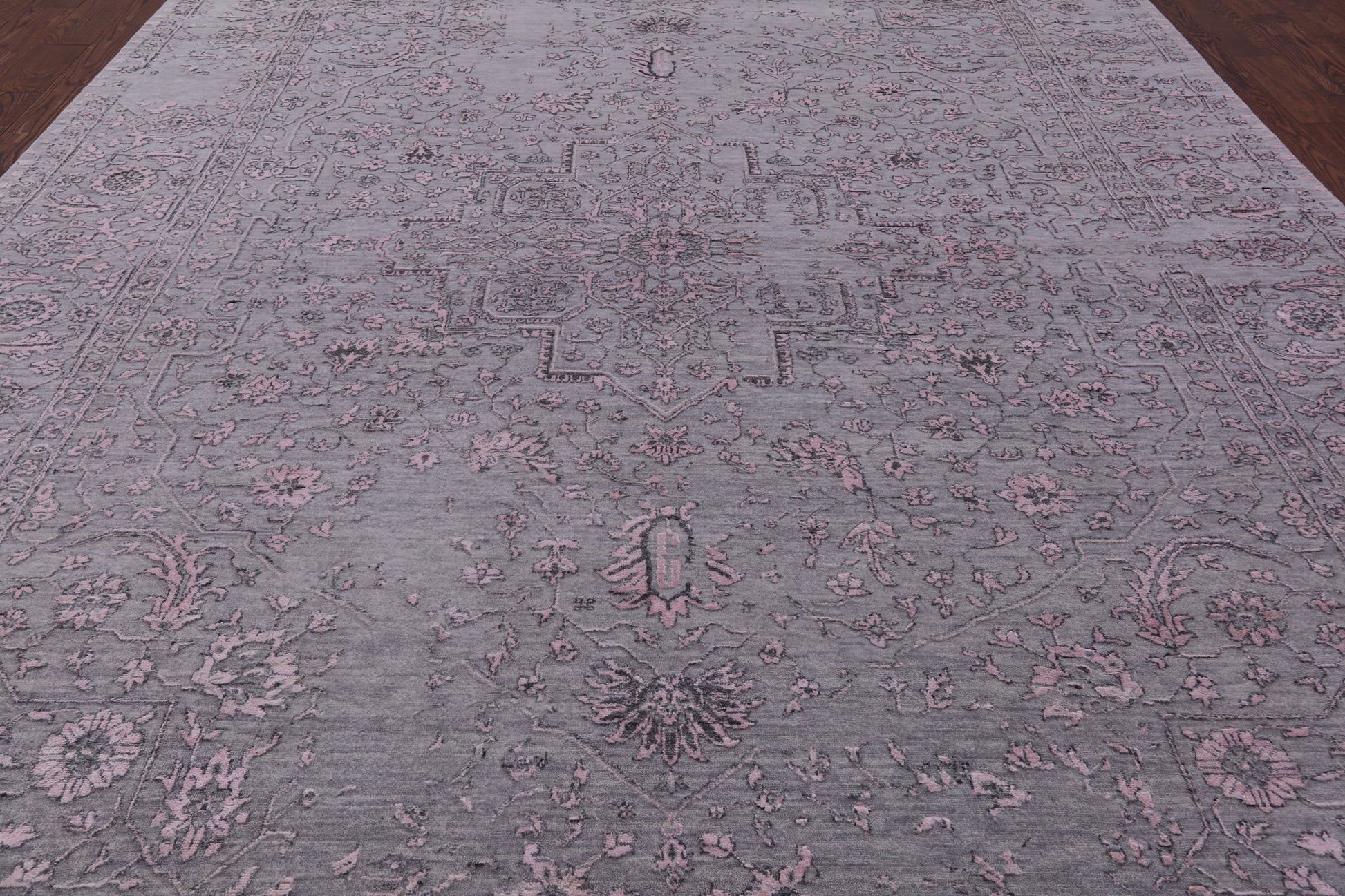 Grey Modern Hand Knotted Wool & Silk Rug - 9' 1" X 11' 10" - Golden Nile