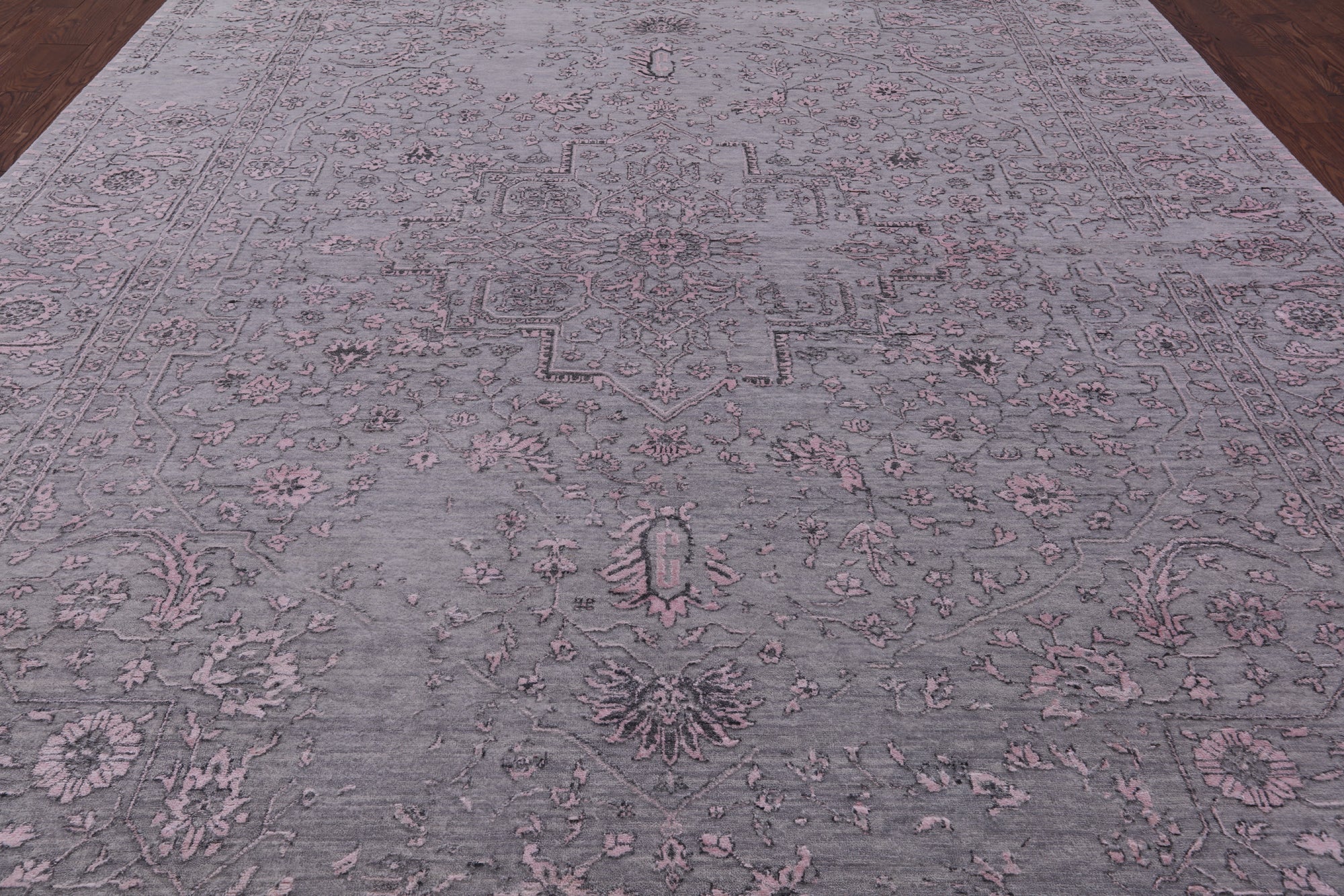 Grey Modern Hand Knotted Wool & Silk Rug - 9' 1" X 11' 10" - Golden Nile