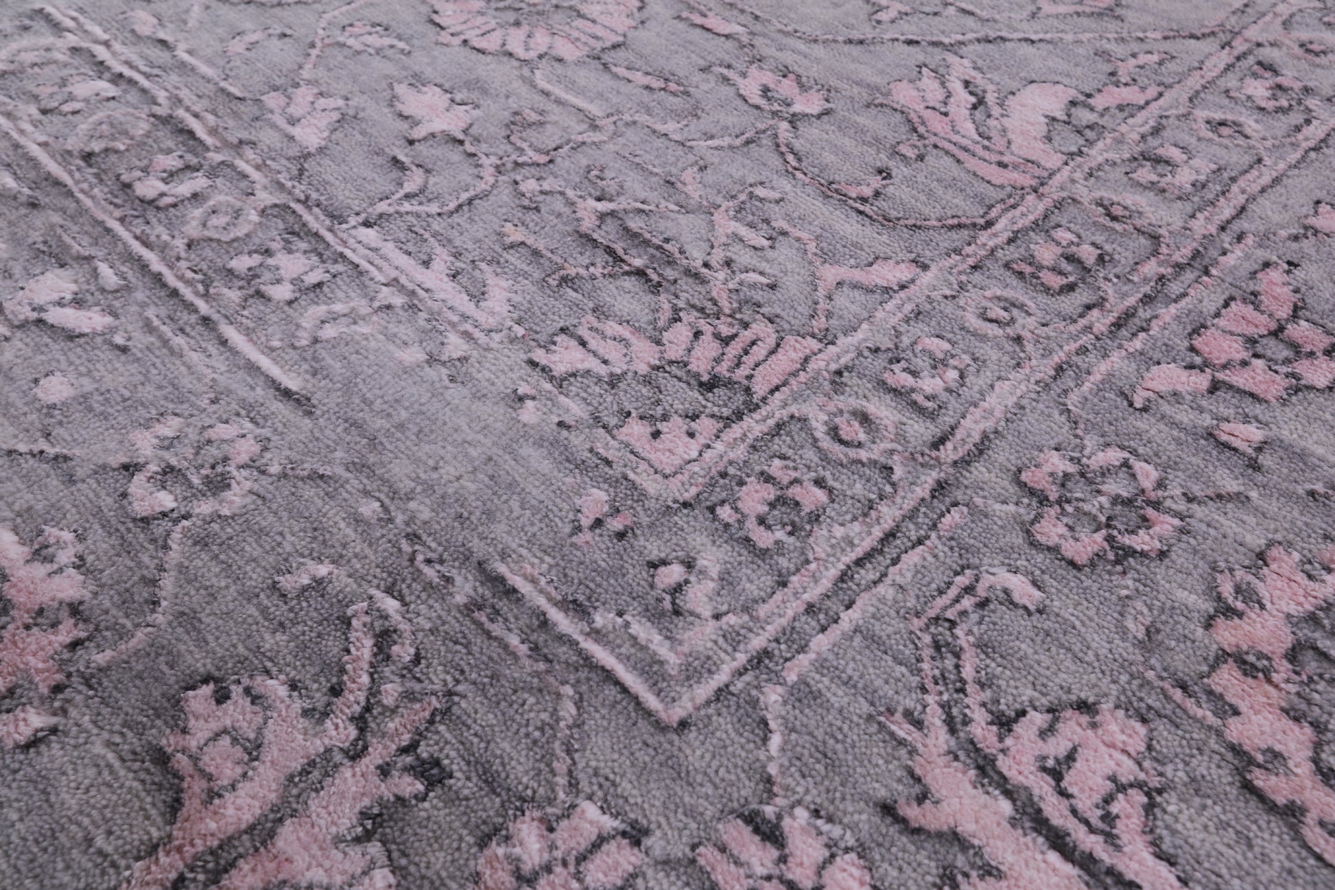Grey Modern Hand Knotted Wool & Silk Rug - 9' 1" X 11' 10" - Golden Nile