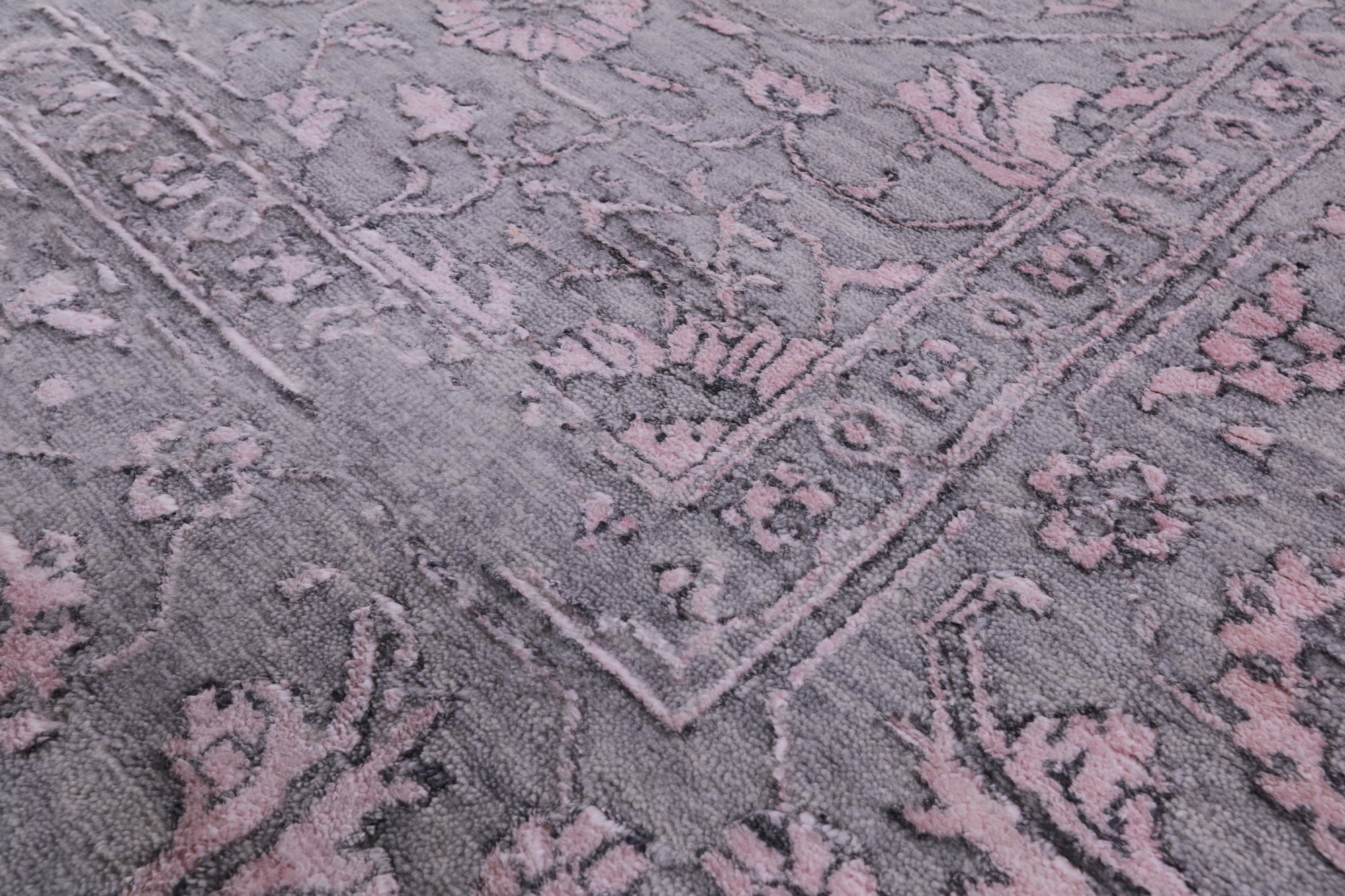 Grey Modern Hand Knotted Wool & Silk Rug - 9' 1" X 11' 10" - Golden Nile