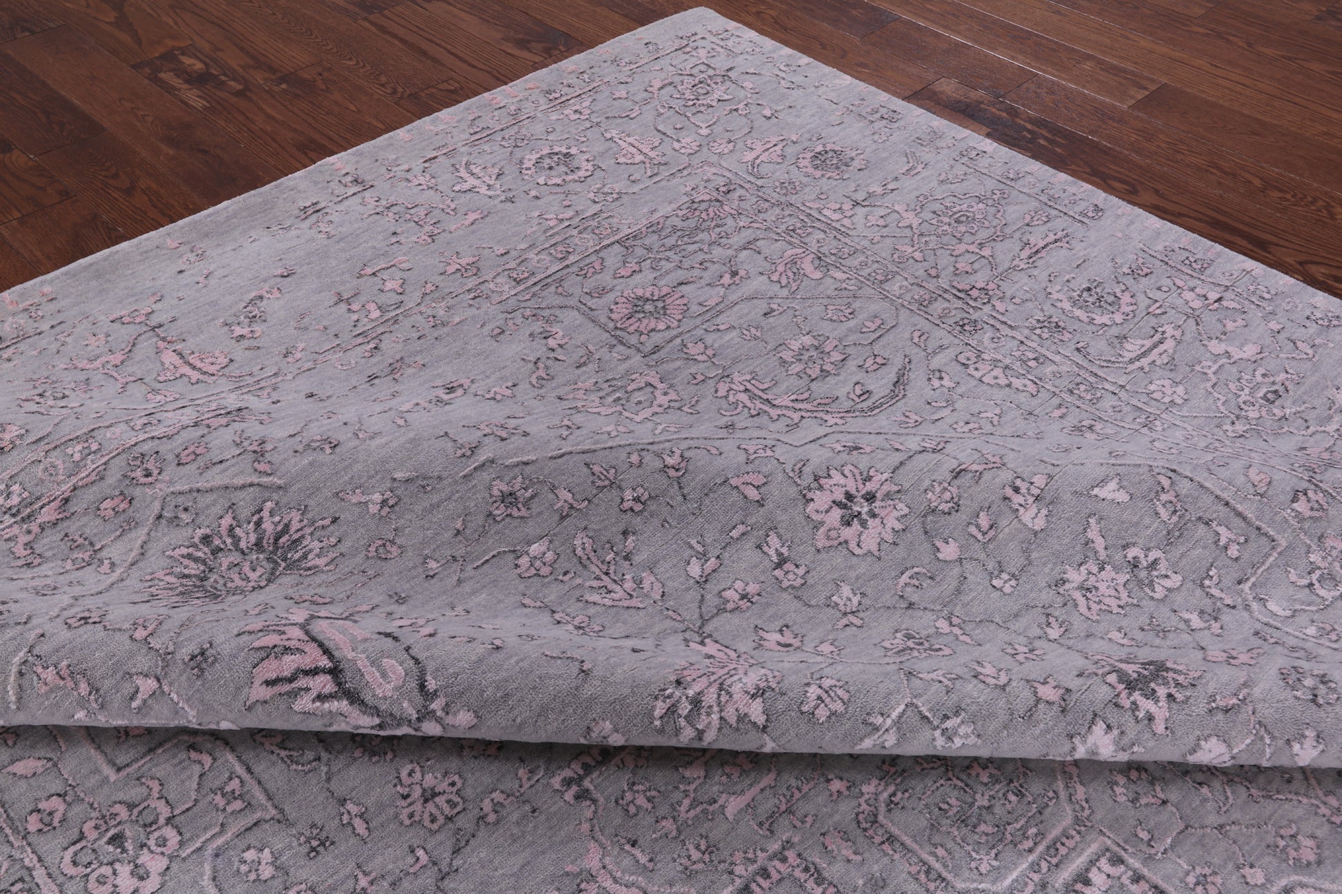 Grey Modern Hand Knotted Wool & Silk Rug - 9' 1" X 11' 10" - Golden Nile