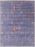Blue Persian Ziegler Handmade Wool & Silk Rug - 8' 11" X 11' 11" - Golden Nile
