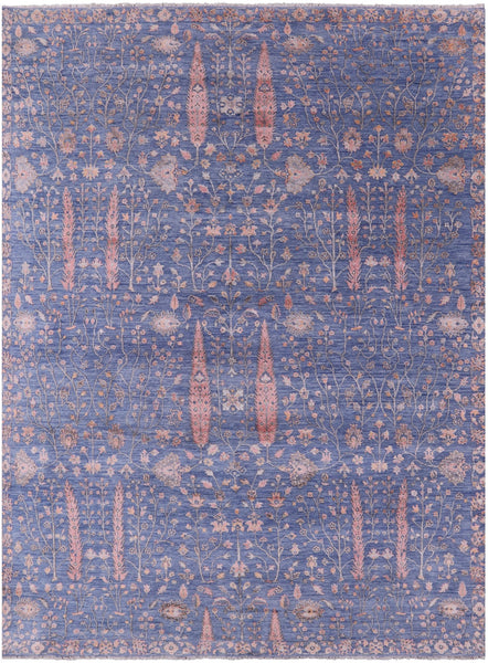 Blue Persian Ziegler Handmade Wool & Silk Rug - 8' 11" X 11' 11" - Golden Nile