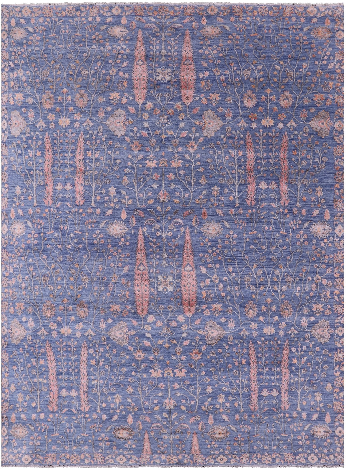 Blue Persian Ziegler Handmade Wool & Silk Rug - 8' 11" X 11' 11" - Golden Nile