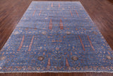 Blue Persian Ziegler Handmade Wool & Silk Rug - 8' 11" X 11' 11" - Golden Nile