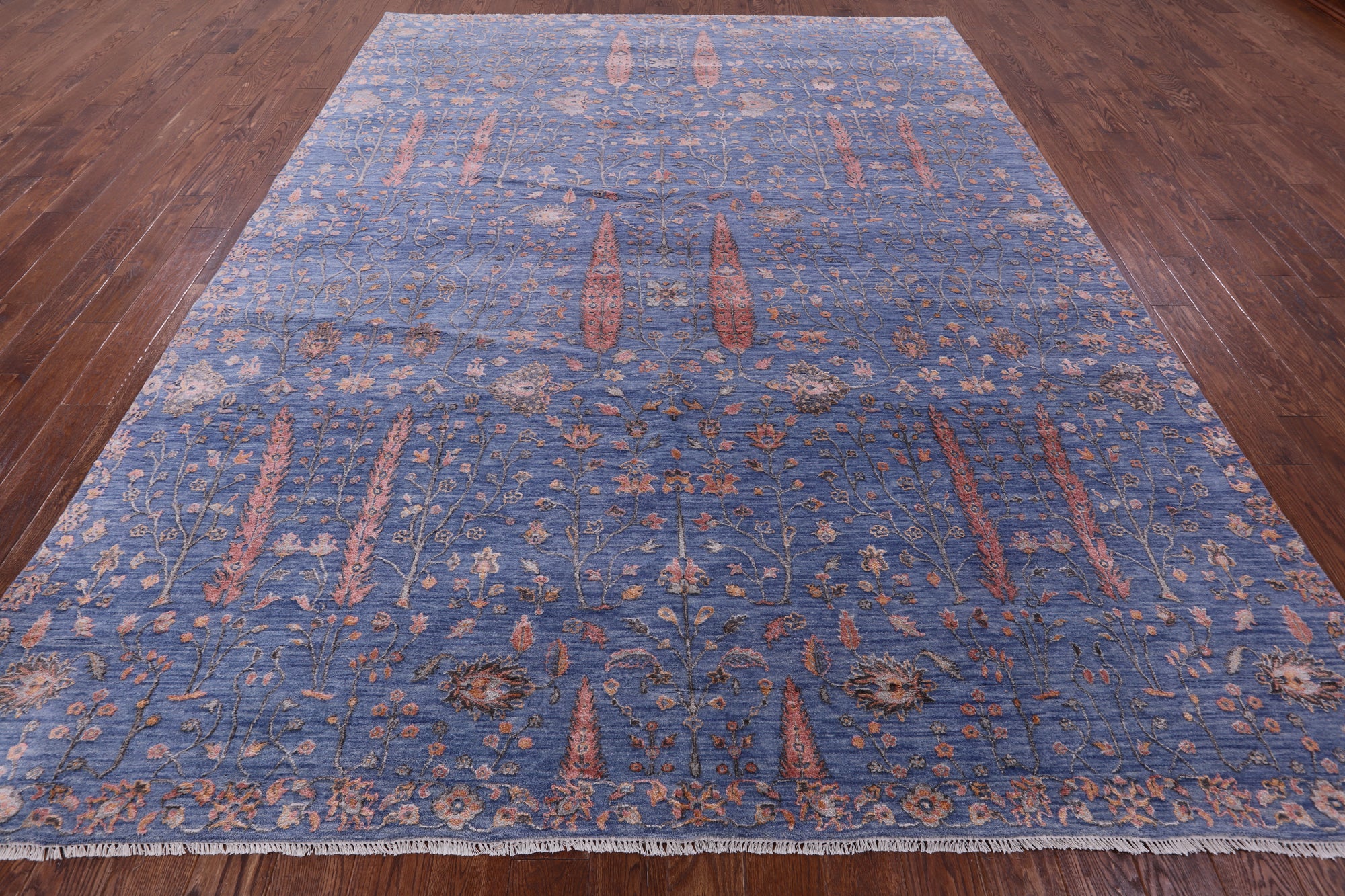 Blue Persian Ziegler Handmade Wool & Silk Rug - 8' 11" X 11' 11" - Golden Nile