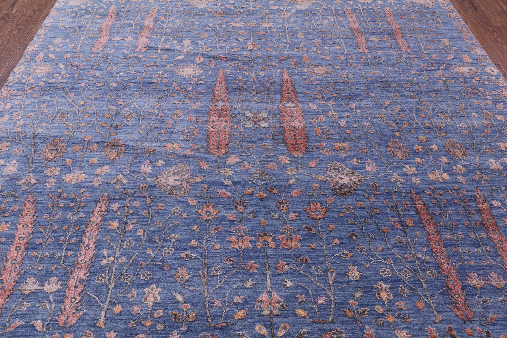 Blue Persian Ziegler Handmade Wool & Silk Rug - 8' 11" X 11' 11" - Golden Nile