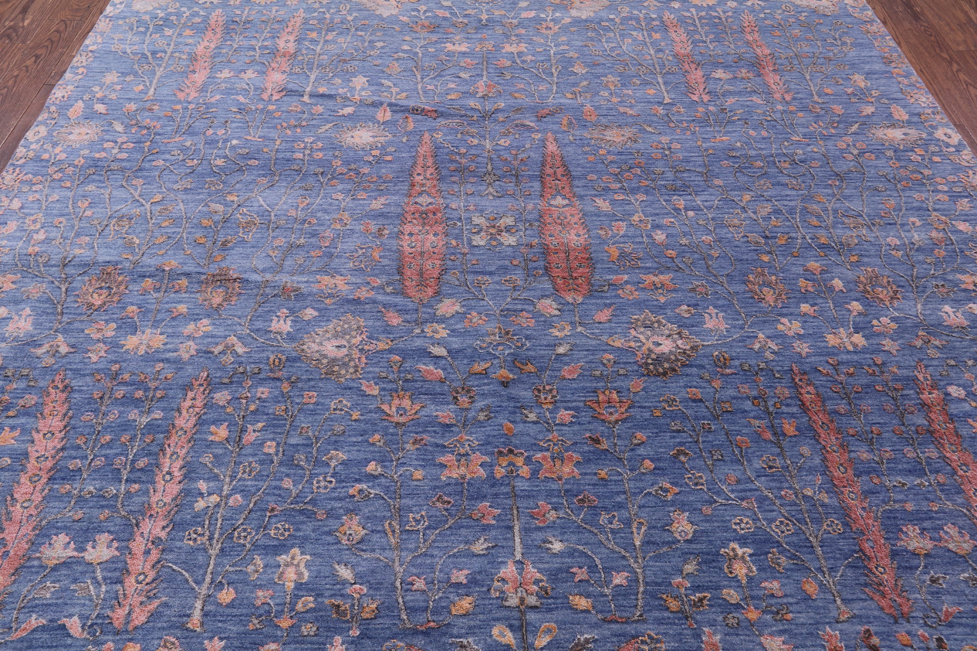 Blue Persian Ziegler Handmade Wool & Silk Rug - 8' 11" X 11' 11" - Golden Nile