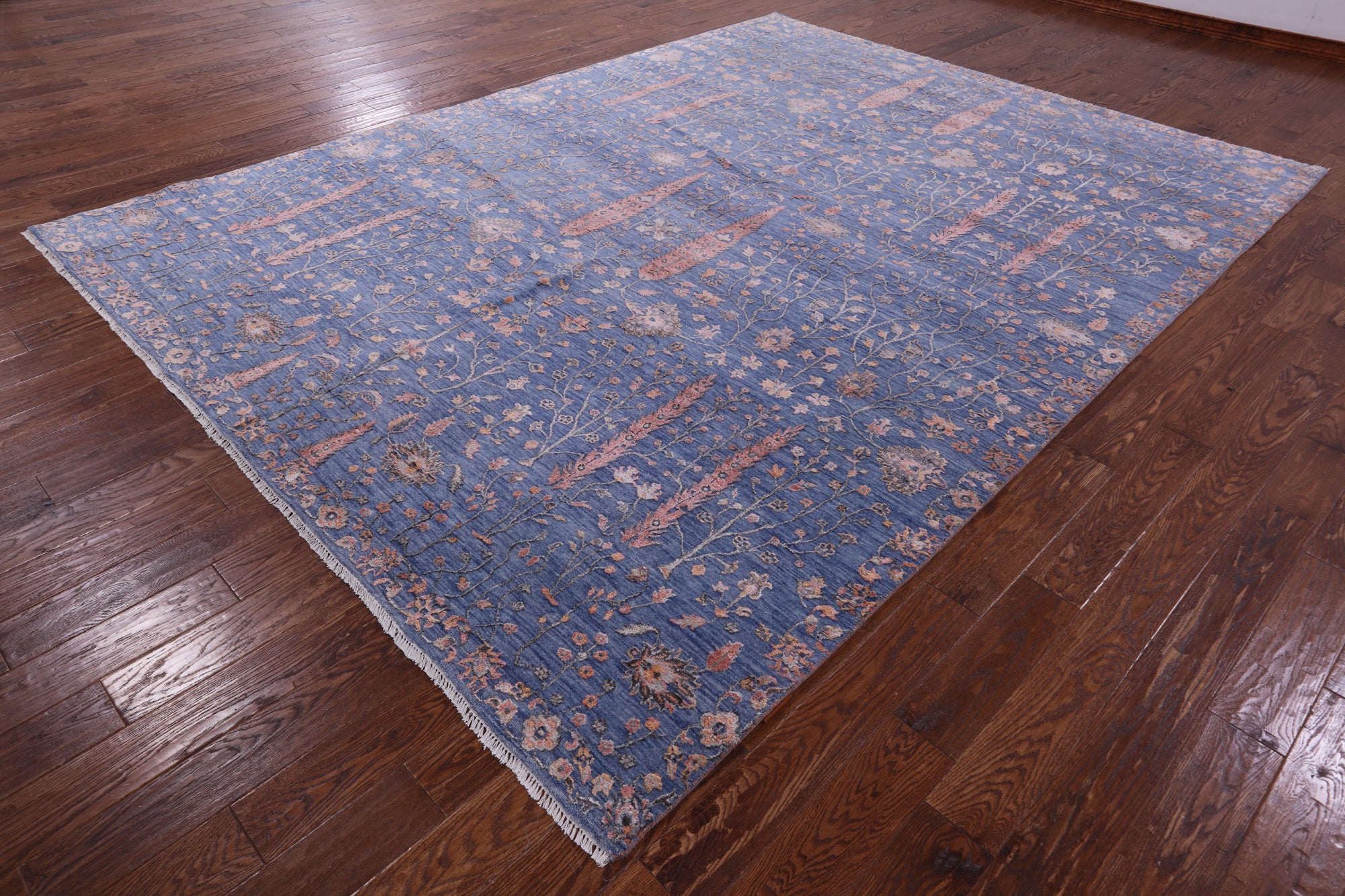 Blue Persian Ziegler Handmade Wool & Silk Rug - 8' 11" X 11' 11" - Golden Nile