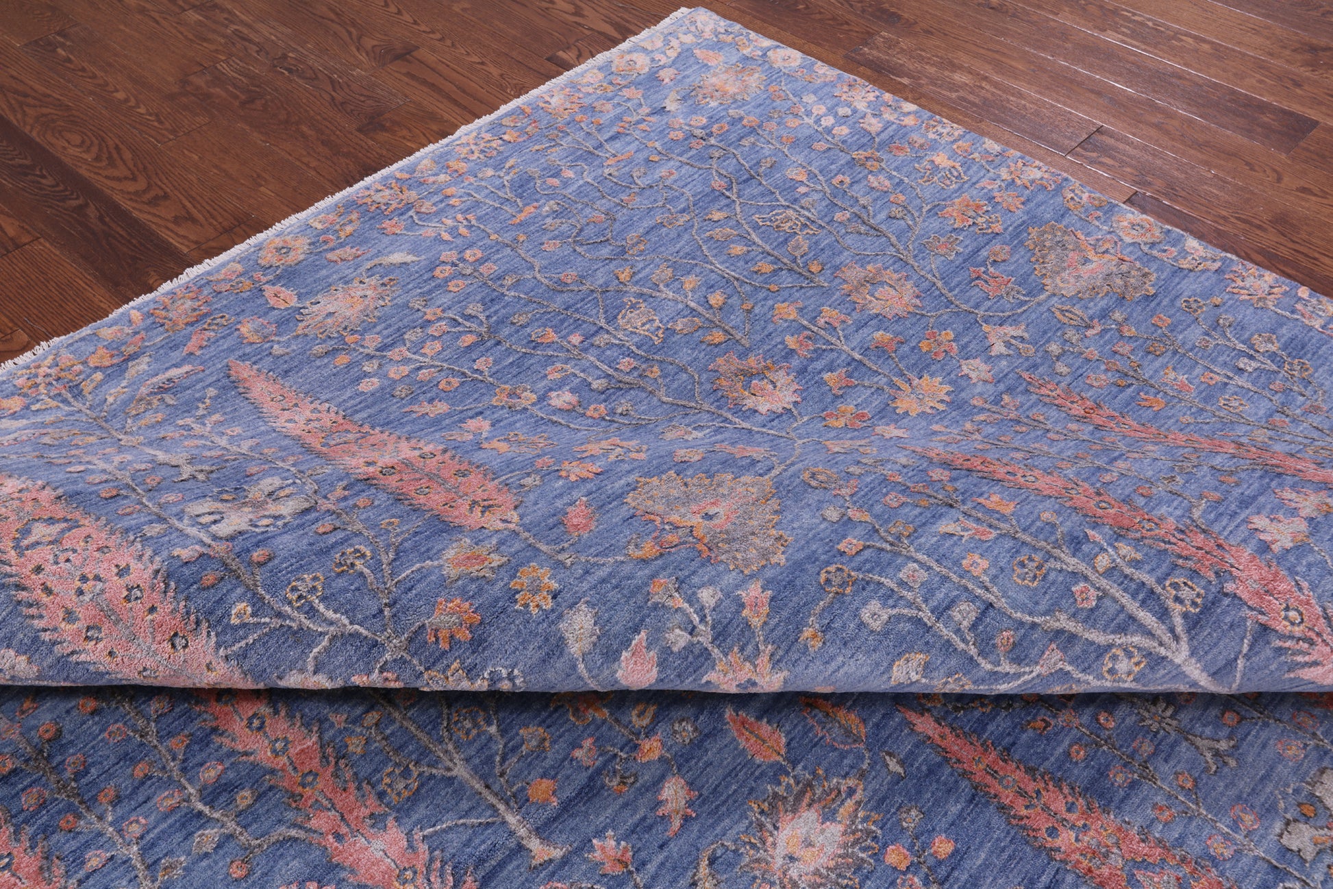 Blue Persian Ziegler Handmade Wool & Silk Rug - 8' 11" X 11' 11" - Golden Nile