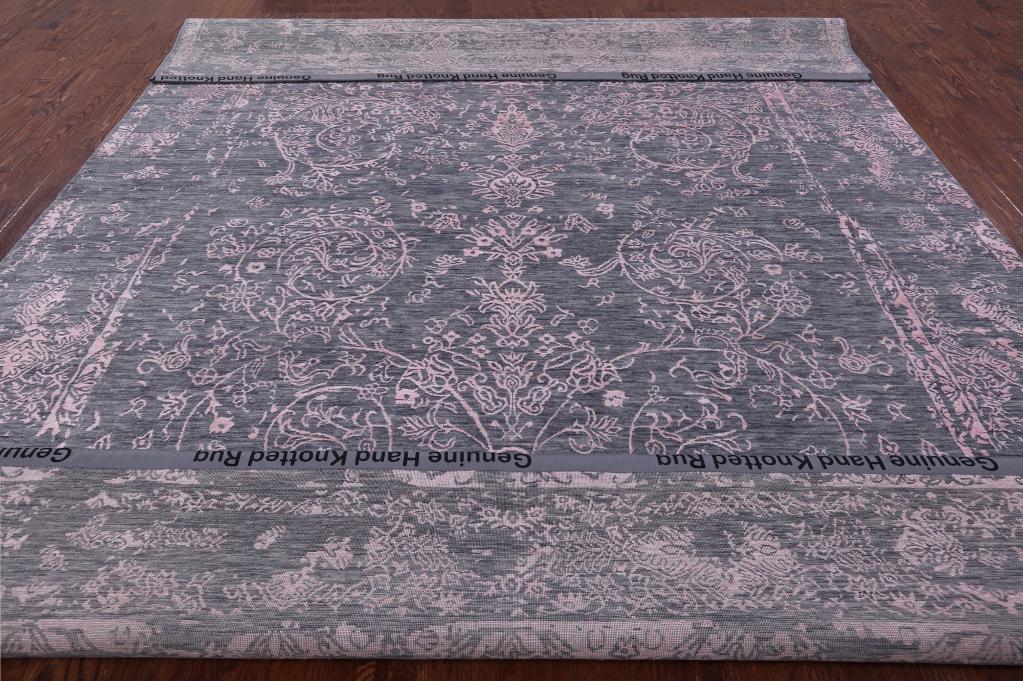 Grey Modern Handmade Wool & Silk Rug - 9' 0" X 12' 1" - Golden Nile