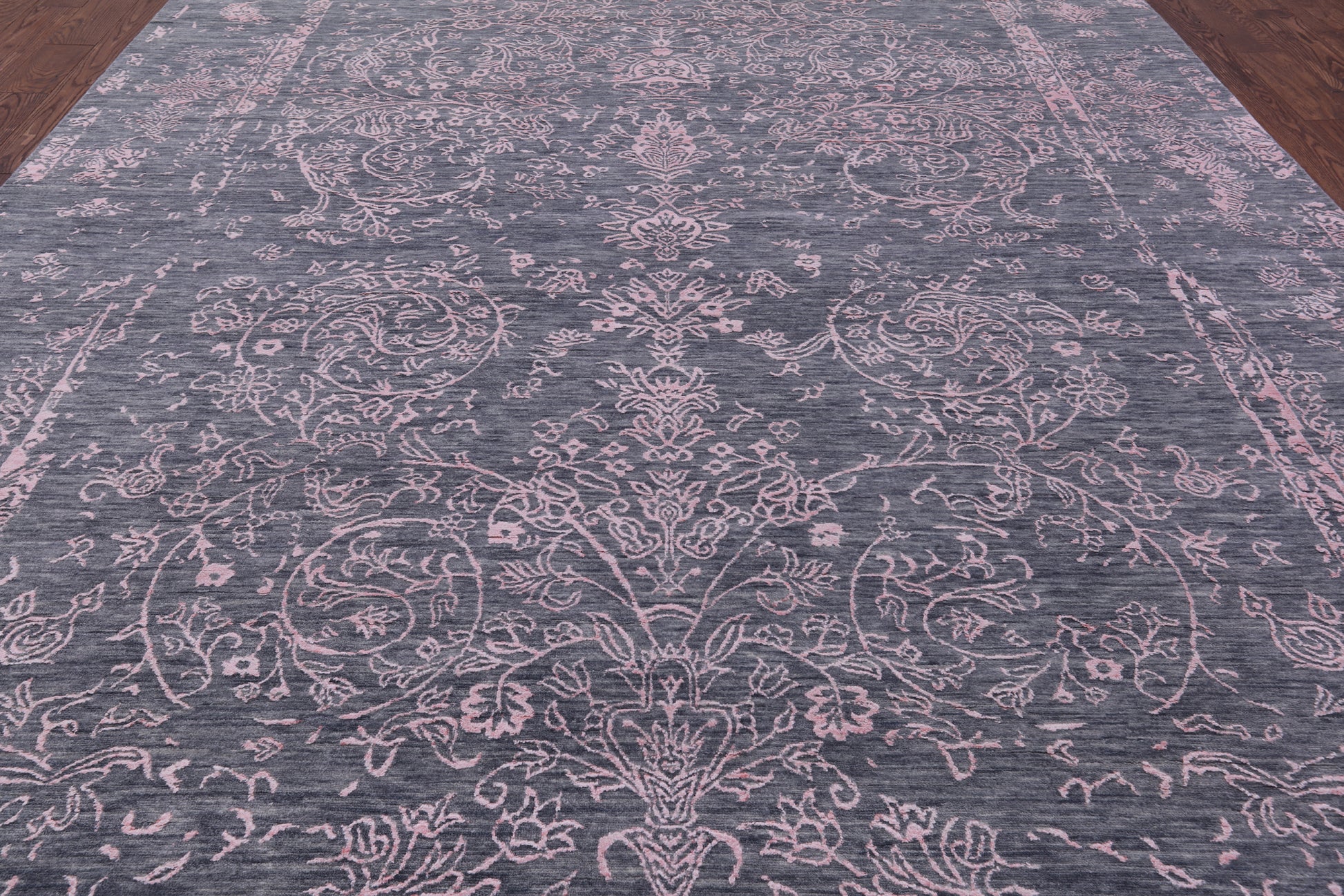 Grey Modern Handmade Wool & Silk Rug - 9' 0" X 12' 1" - Golden Nile