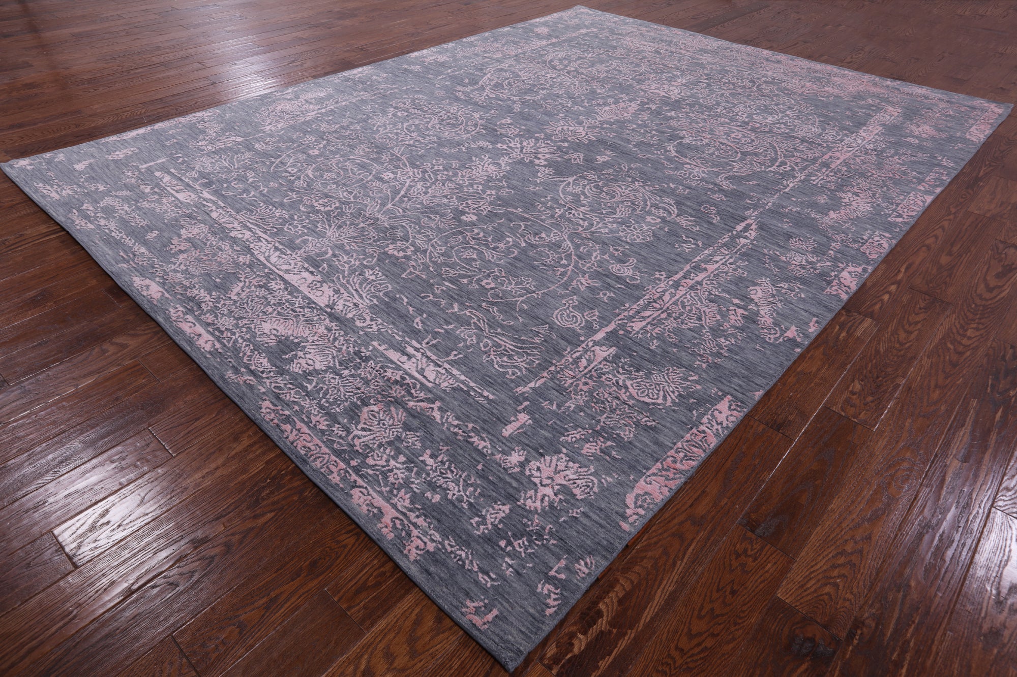 Grey Modern Handmade Wool & Silk Rug - 9' 0" X 12' 1" - Golden Nile