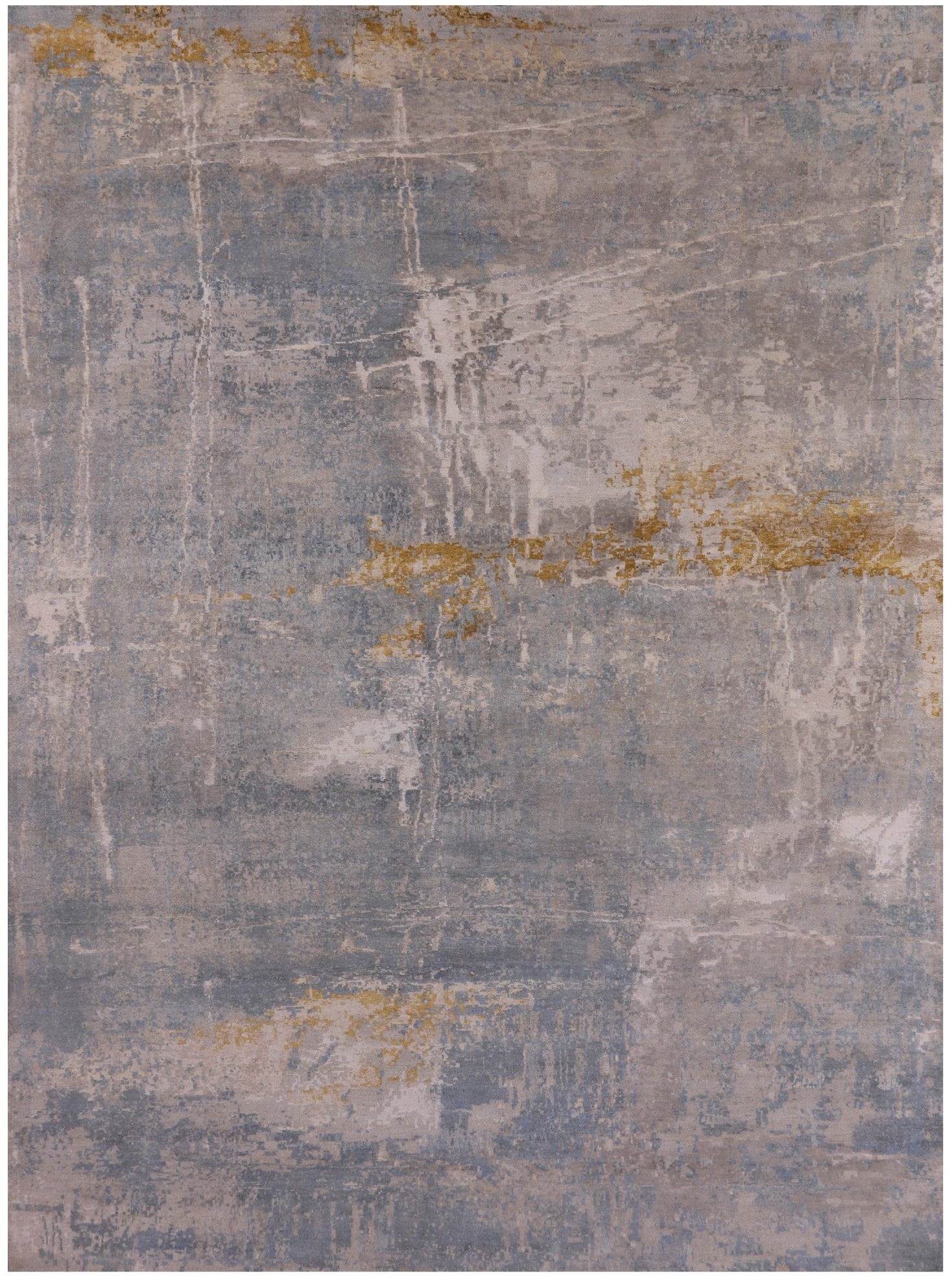 Modern Hand Knotted Wool & Silk Rug - 8' 10" X 12' 0" - Golden Nile