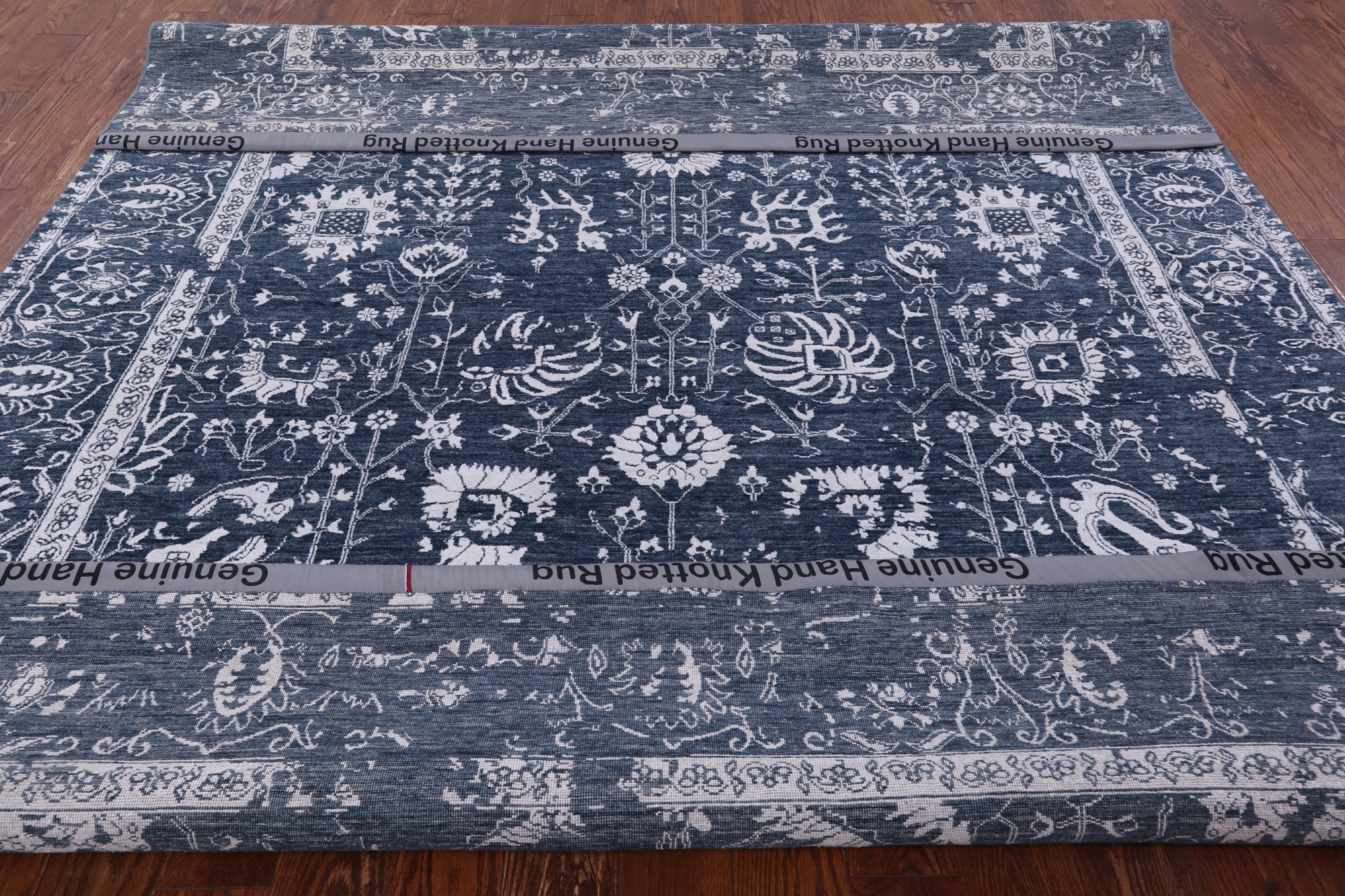Grey Modern Hand Knotted Wool & Silk Rug - 8' 0" X 9' 8" - Golden Nile
