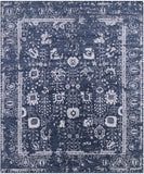 Grey Modern Hand Knotted Wool & Silk Rug - 8' 0" X 9' 8" - Golden Nile