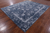 Grey Modern Hand Knotted Wool & Silk Rug - 8' 0" X 9' 8" - Golden Nile