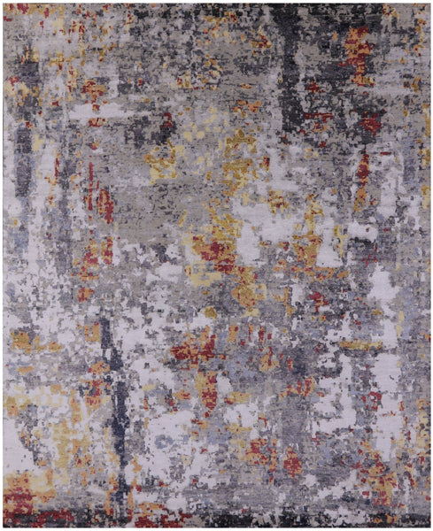 Modern Hand Knotted Wool & Silk Rug - 8' 0" X 10' 0" - Golden Nile