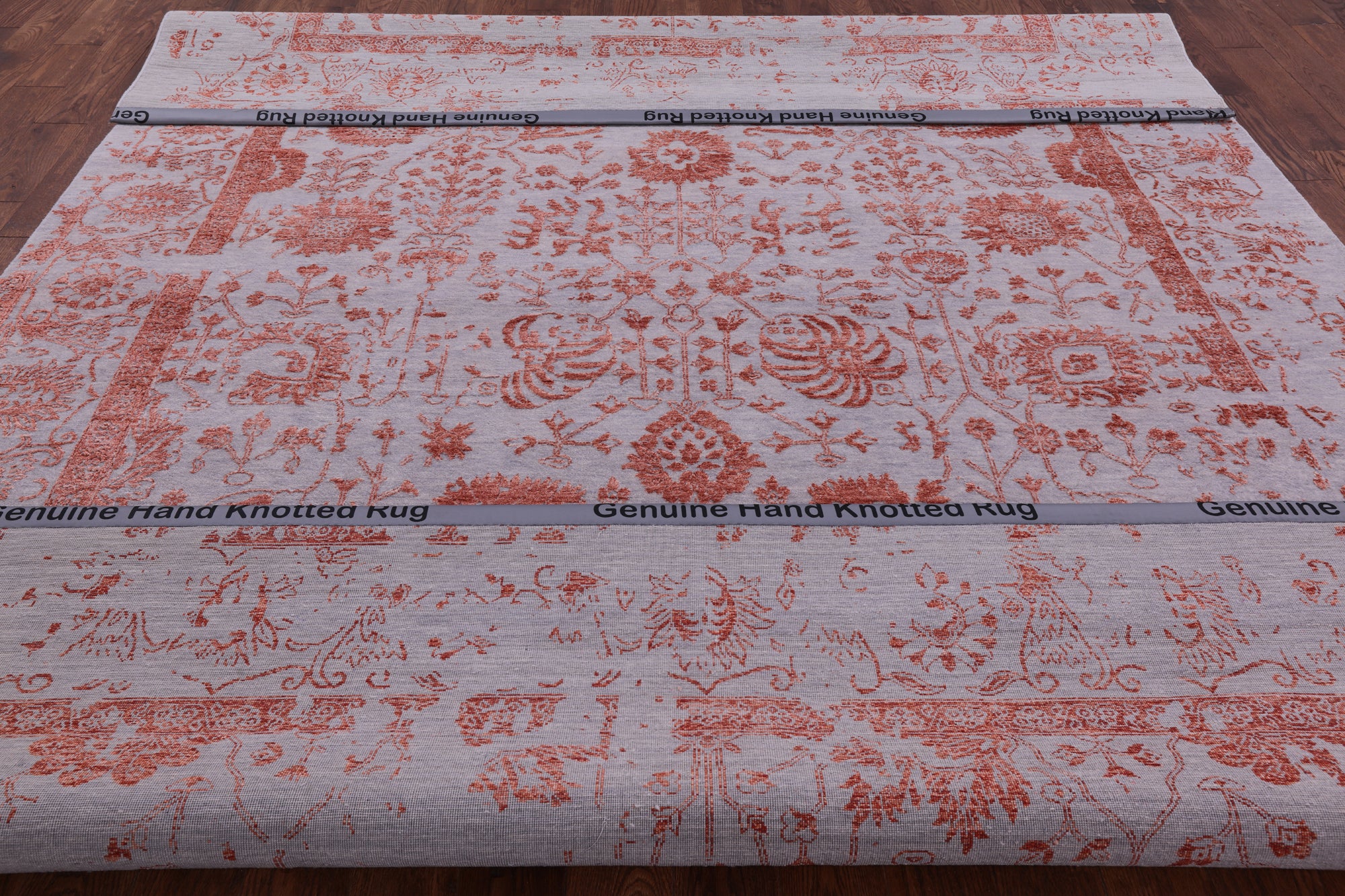 Grey Persian Handmade Wool & Silk Rug - 9' 0" X 12' 0" - Golden Nile