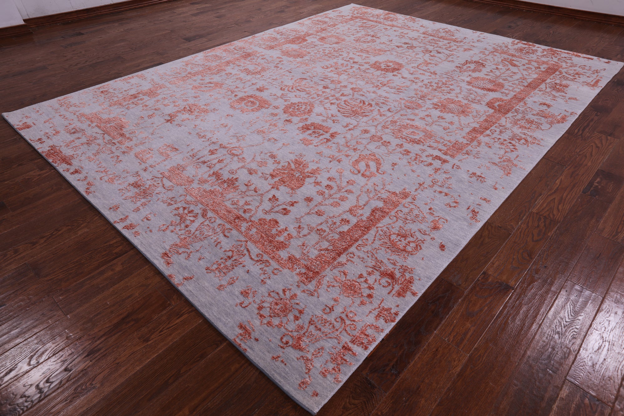 Grey Persian Handmade Wool & Silk Rug - 9' 0" X 12' 0" - Golden Nile