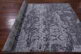 Grey Modern Handmade Wool & Silk Rug - 5' 11" X 9' 0" - Golden Nile