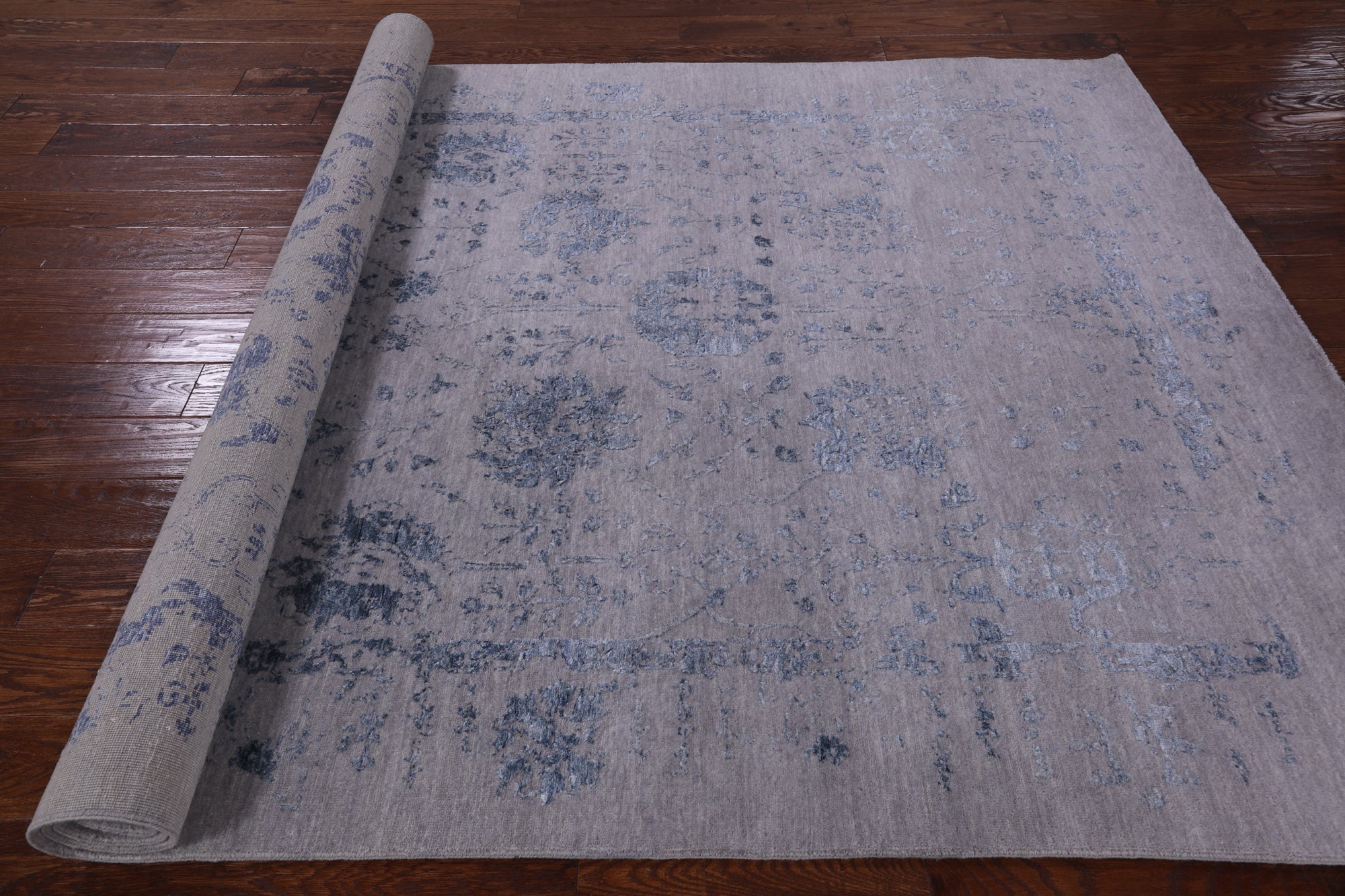 Grey Modern Handmade Wool & Silk Rug - 6' 1" X 9' 1" - Golden Nile