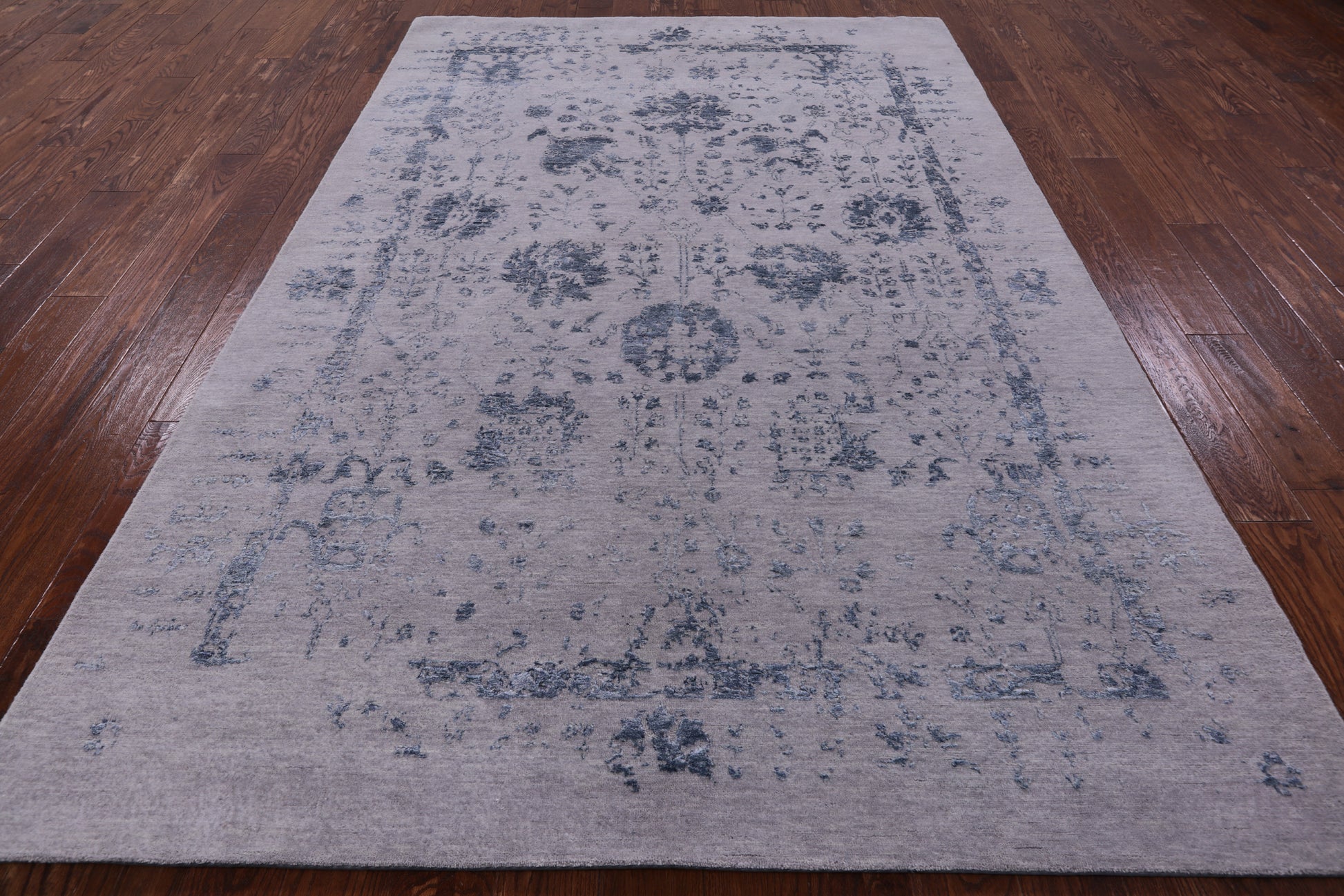 Grey Modern Handmade Wool & Silk Rug - 6' 1" X 9' 1" - Golden Nile