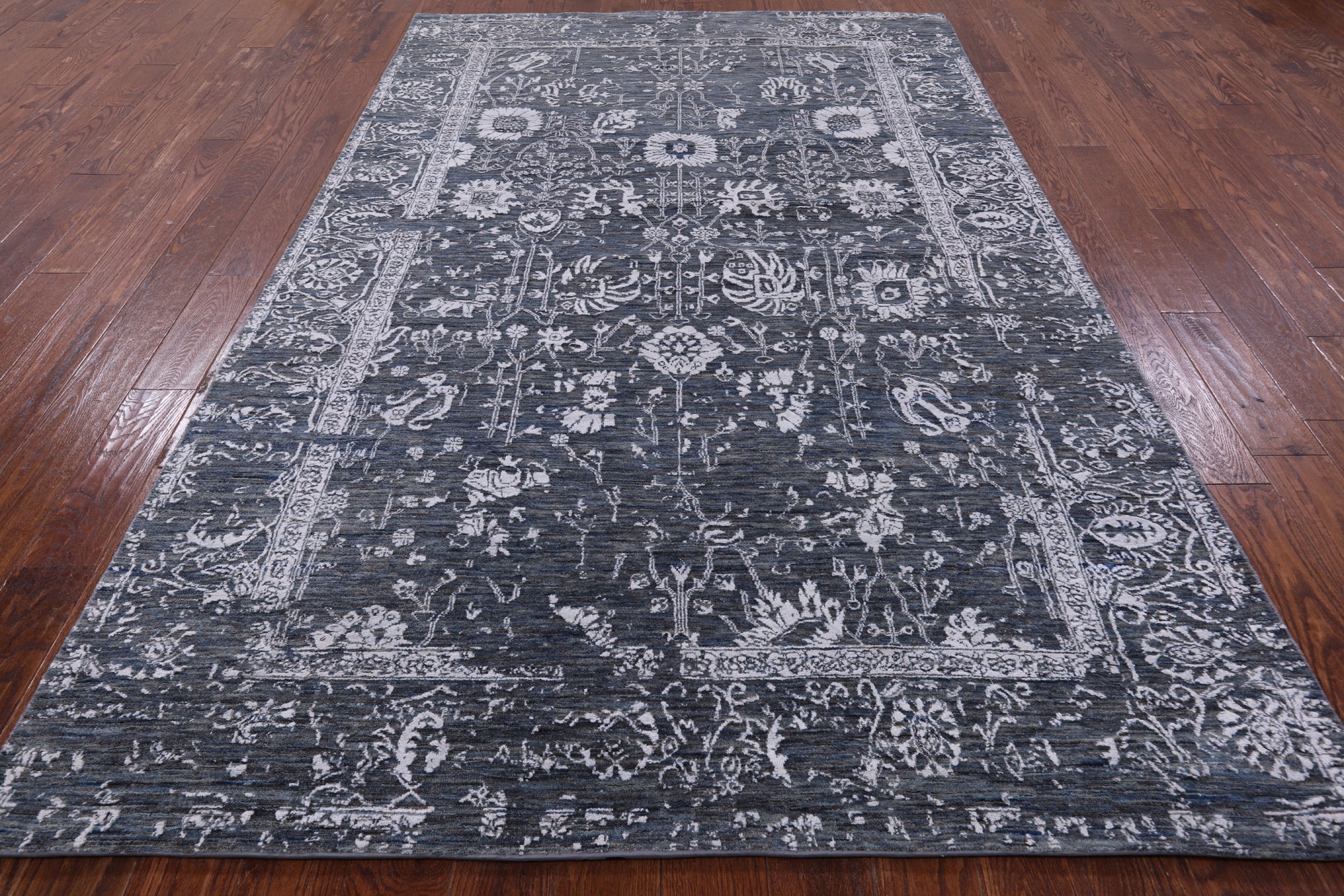 Grey Persian Handmade Wool & Silk Rug - 5' 10" X 9' 3" - Golden Nile