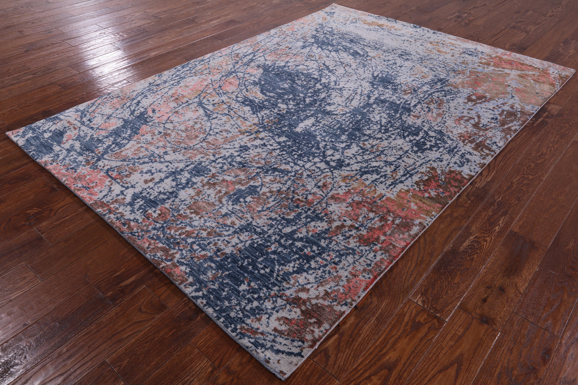 Modern Hand Knotted Wool & Silk Rug - 5' 8" X 8' 0" - Golden Nile
