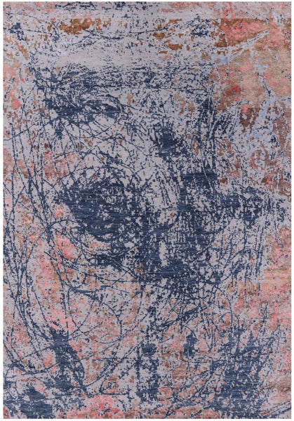 Modern Hand Knotted Wool & Silk Rug - 5' 8" X 8' 0" - Golden Nile
