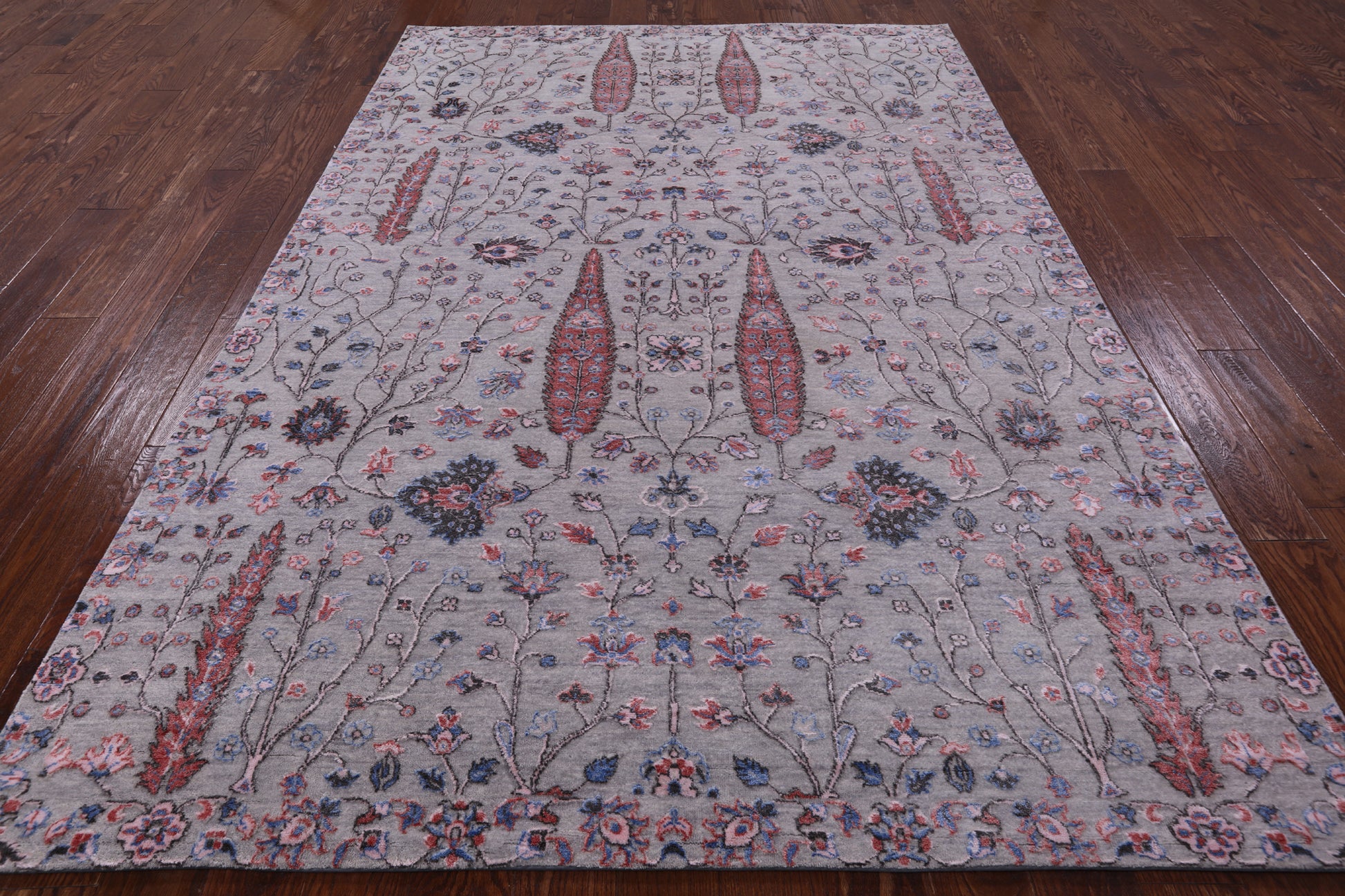Grey Persian Ziegler Handmade Wool & Silk Rug - 6' 1" X 9' 0" - Golden Nile