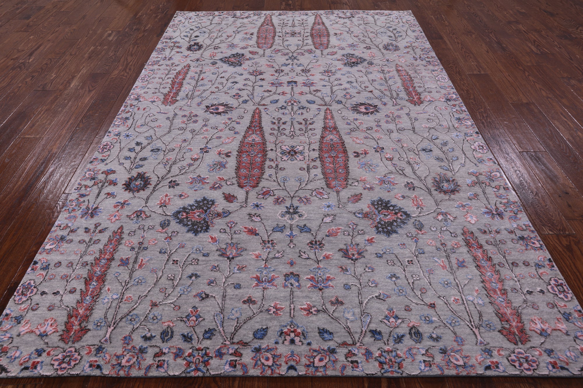 Grey Persian Ziegler Handmade Wool & Silk Rug - 6' 1" X 9' 0" - Golden Nile