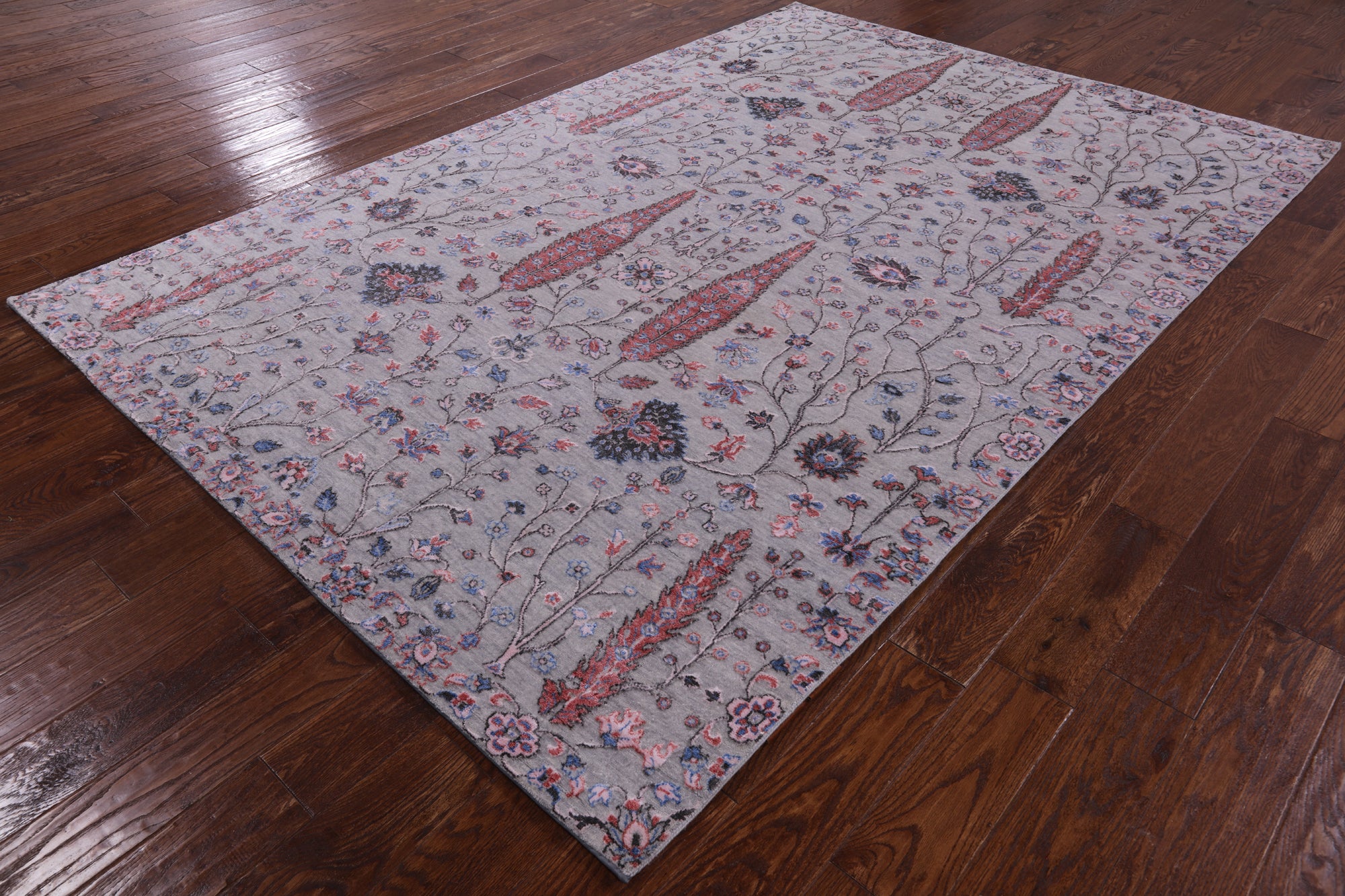 Grey Persian Ziegler Handmade Wool & Silk Rug - 6' 1" X 9' 0" - Golden Nile
