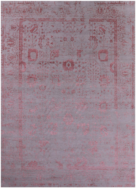 Grey Persian Handmade Wool & Silk Rug - 10' 0" X 13' 11" - Golden Nile