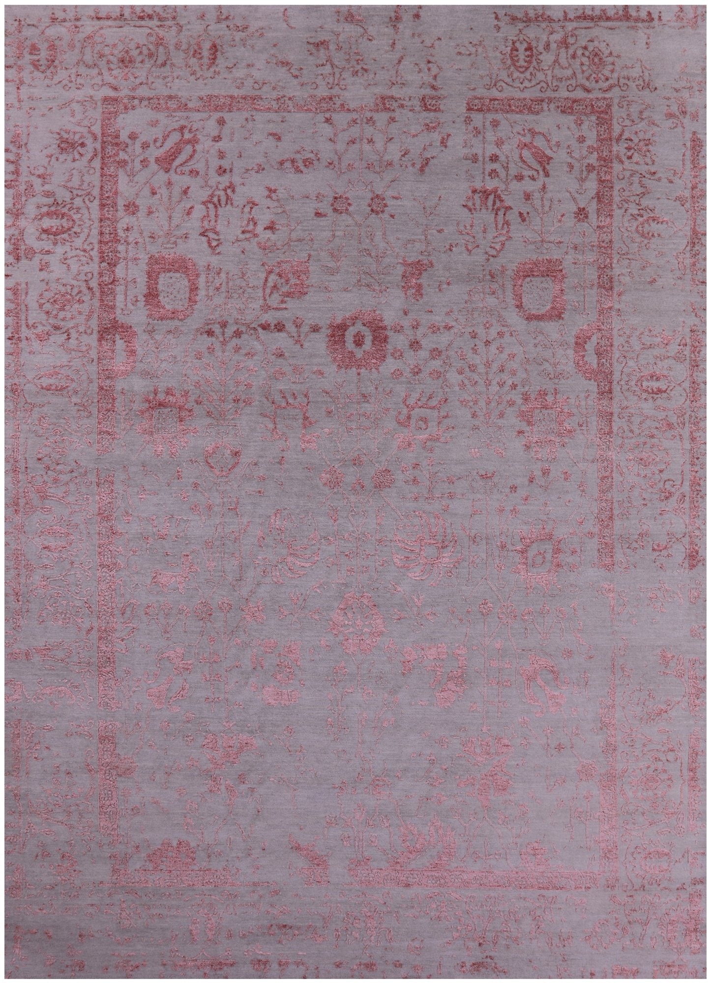 Grey Persian Handmade Wool & Silk Rug - 10' 0" X 13' 11" - Golden Nile