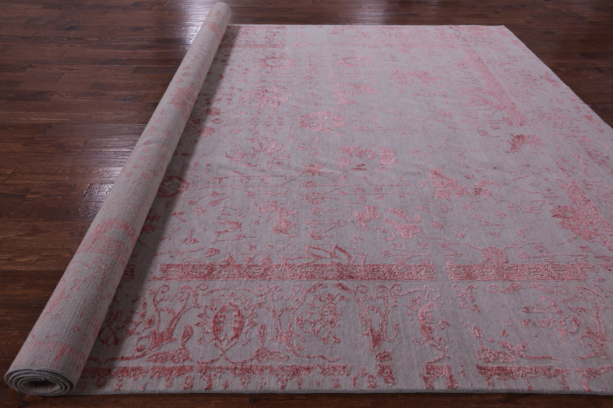 Grey Persian Handmade Wool & Silk Rug - 10' 0" X 13' 11" - Golden Nile