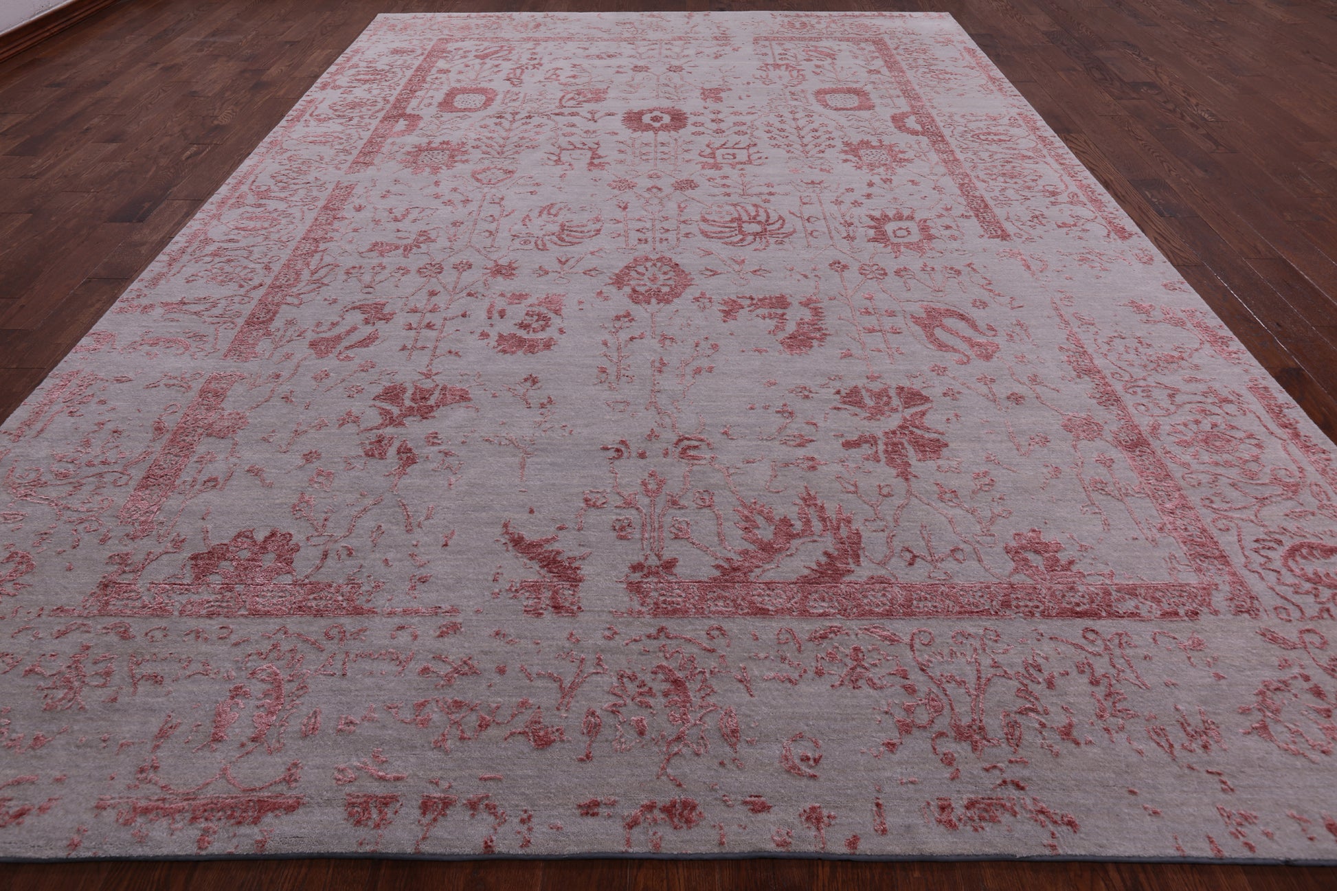 Grey Persian Handmade Wool & Silk Rug - 10' 0" X 13' 11" - Golden Nile