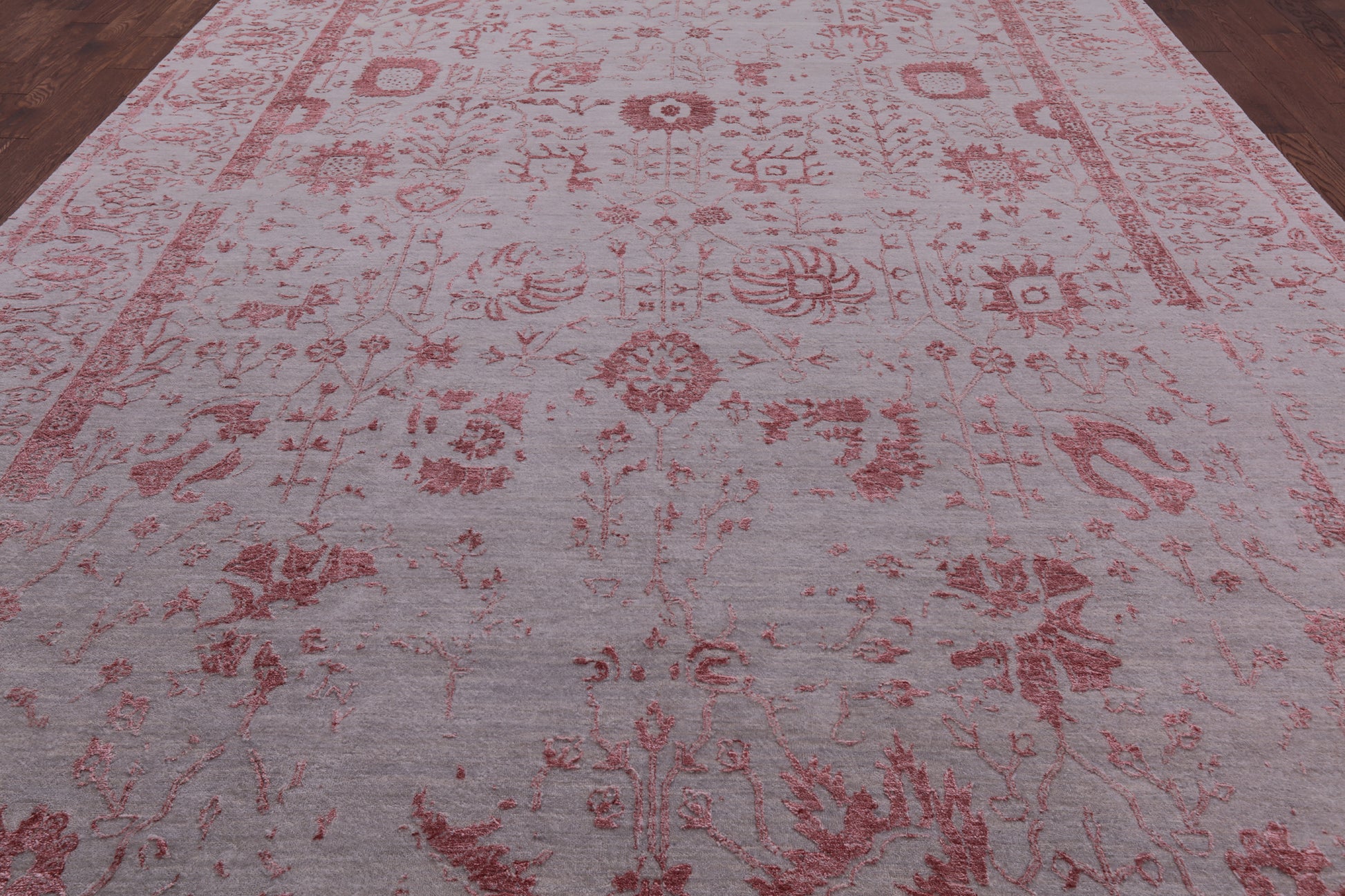 Grey Persian Handmade Wool & Silk Rug - 10' 0" X 13' 11" - Golden Nile