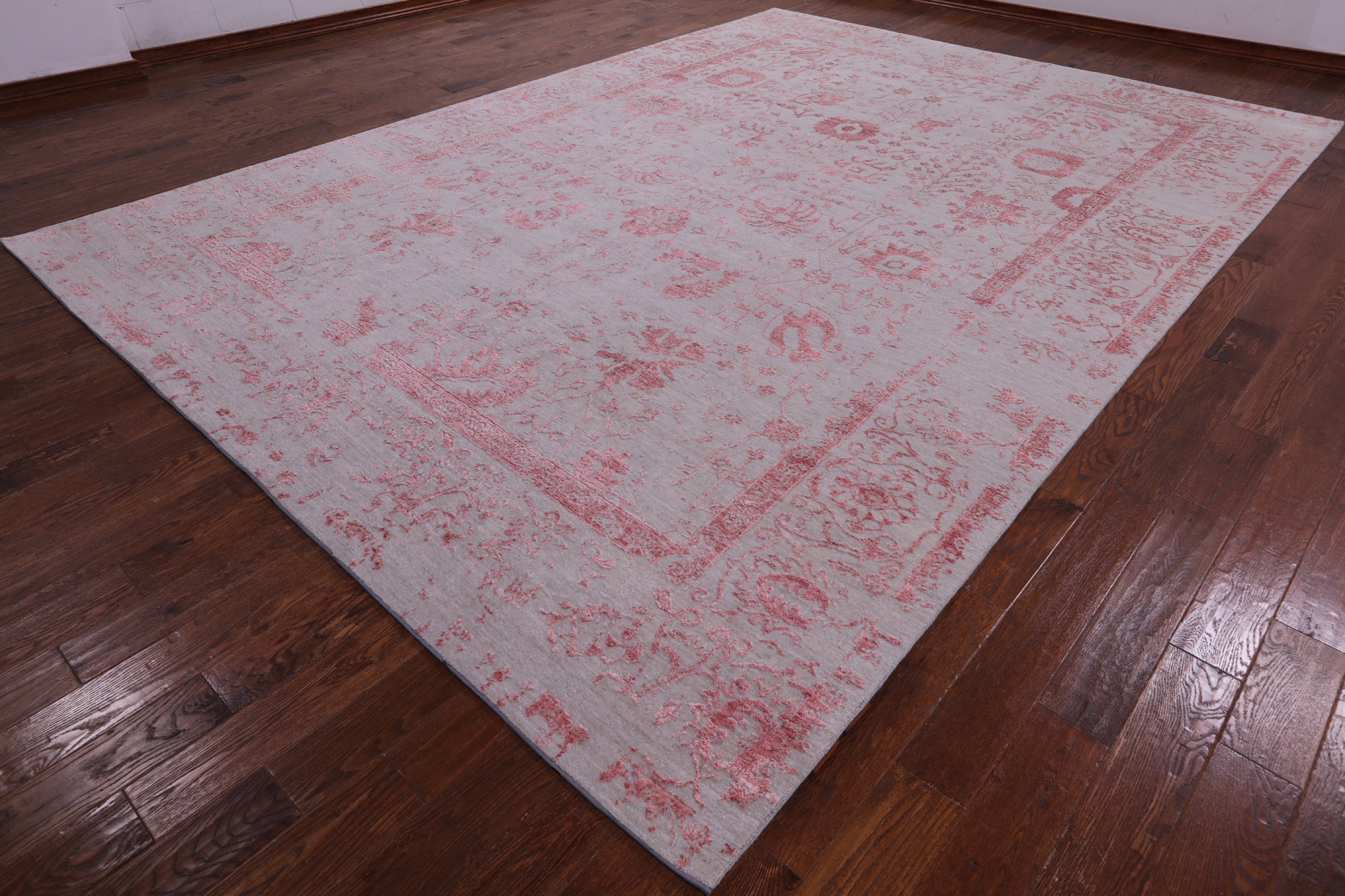 Grey Persian Handmade Wool & Silk Rug - 10' 0" X 13' 11" - Golden Nile