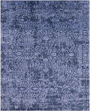 Blue Modern Handmade Wool & Silk Rug - 7' 11" X 10' 0" - Golden Nile