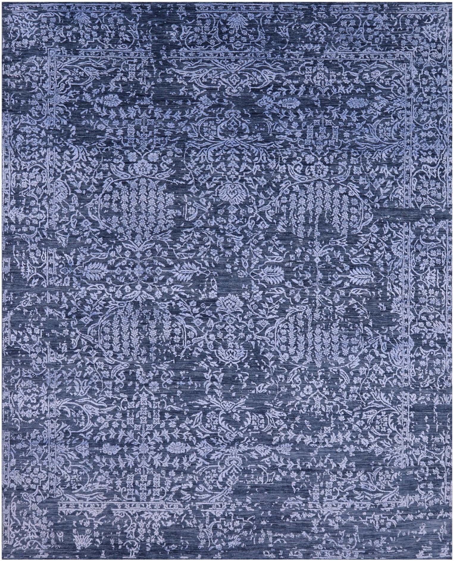 Blue Modern Handmade Wool & Silk Rug - 7' 11" X 10' 0" - Golden Nile