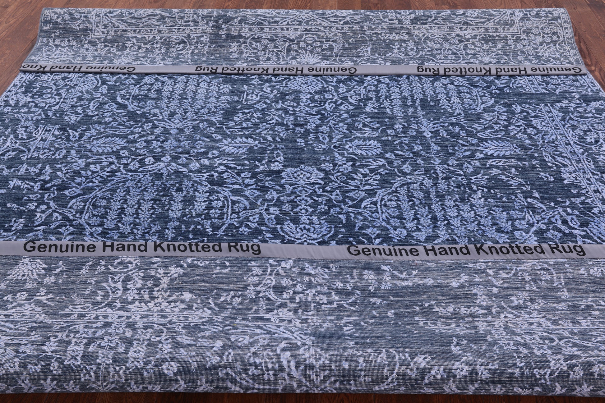 Blue Modern Handmade Wool & Silk Rug - 7' 11" X 10' 0" - Golden Nile