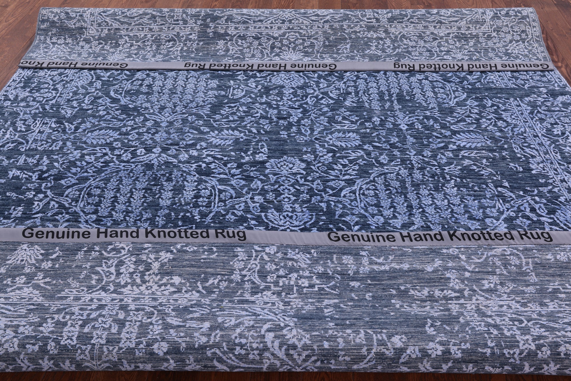Blue Modern Handmade Wool & Silk Rug - 7' 11" X 10' 0" - Golden Nile