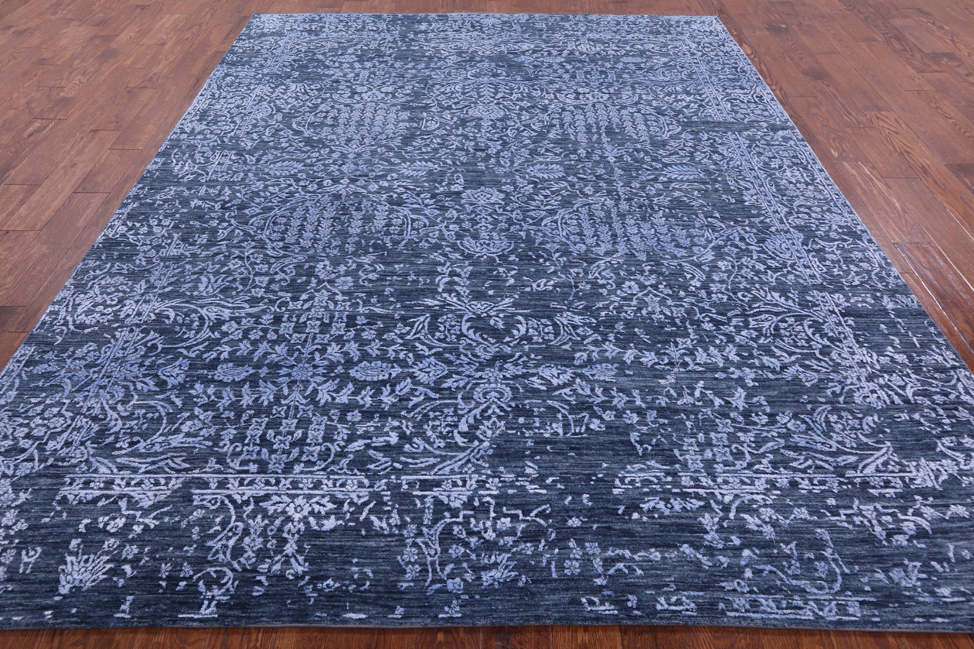 Blue Modern Handmade Wool & Silk Rug - 7' 11" X 10' 0" - Golden Nile
